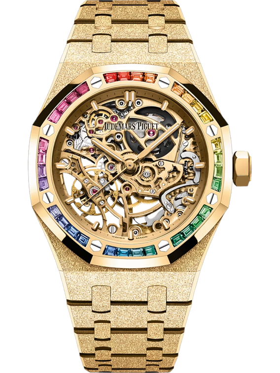 AUDEMARS PIGUET ROYAL OAK FROSTED GOLD DOUBLE BALANCE WHEEL OPENWORKED 37MM 18-CARAT YELLOW GOLD