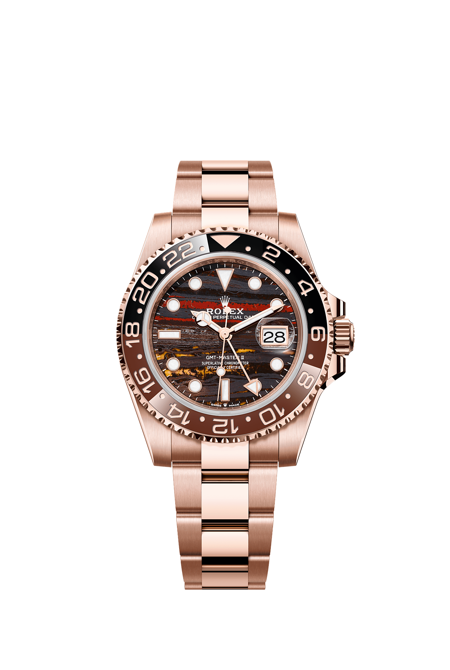 ROLEX GMT-MASTER II "ROOT BEER" 40MM EVEROSE GOLD TIGER IRON DIAL BROWN AND BLACK BEZEL OYSTER BRACELET 126715CHNR – NEW 2025 / 2026