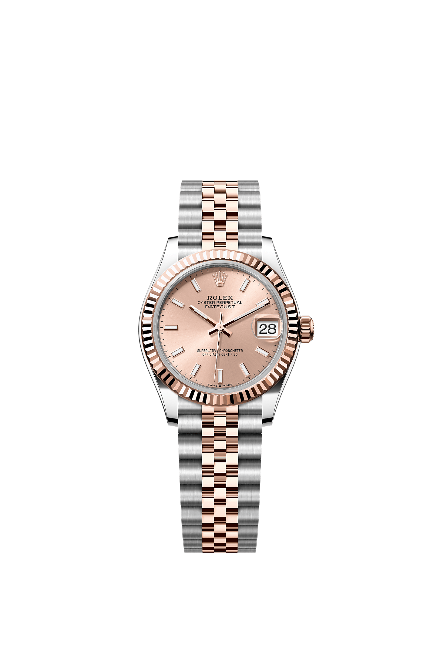 ROLEX LADY-DATEJUST 31MM TWO-TONE EVEROSE GOLD ROSE INDEX DIAL FLUTED BEZEL JUBILEE BRACELET 278271
