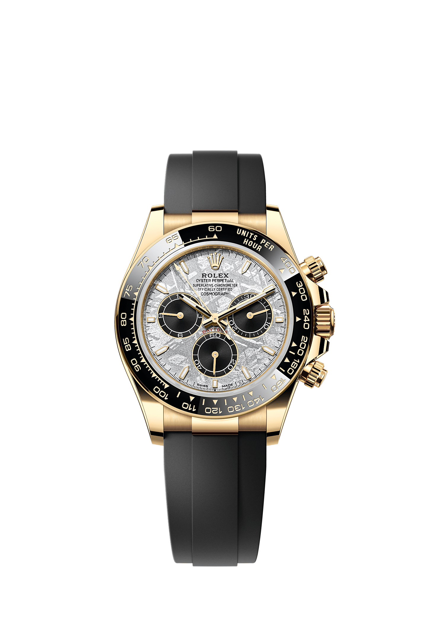 ROLEX COSMOGRAPH DAYTONA 40MM YELLOW GOLD METEORITE DIAL BLACK CERAMIC BEZEL OYSTERFLEX 126518LN – NEW 2025 / 2026