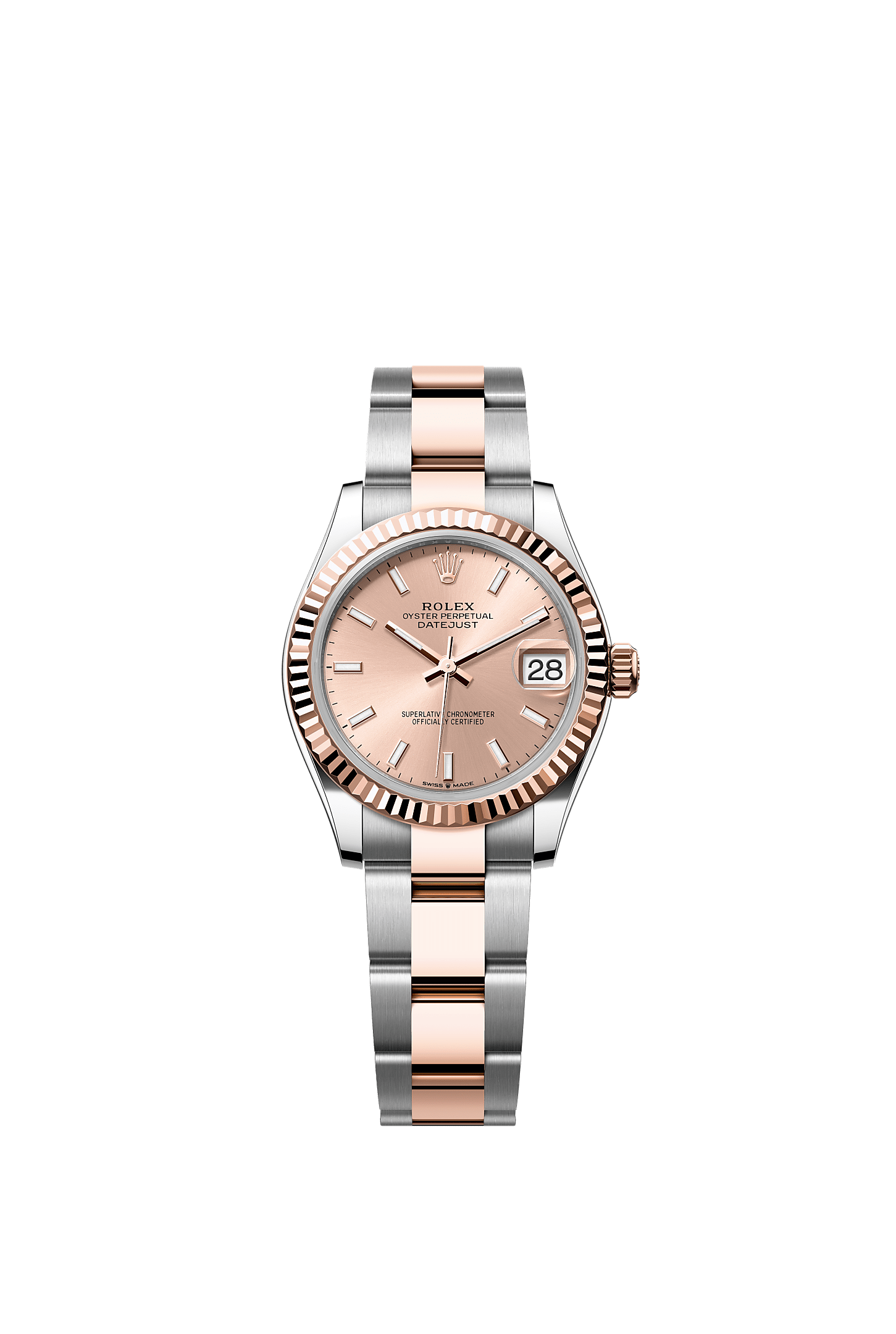 ROLEX LADY-DATEJUST 31MM TWO-TONE EVEROSE GOLD ROSE INDEX DIAL FLUTED BEZEL OYSTER BRACELET 278271
