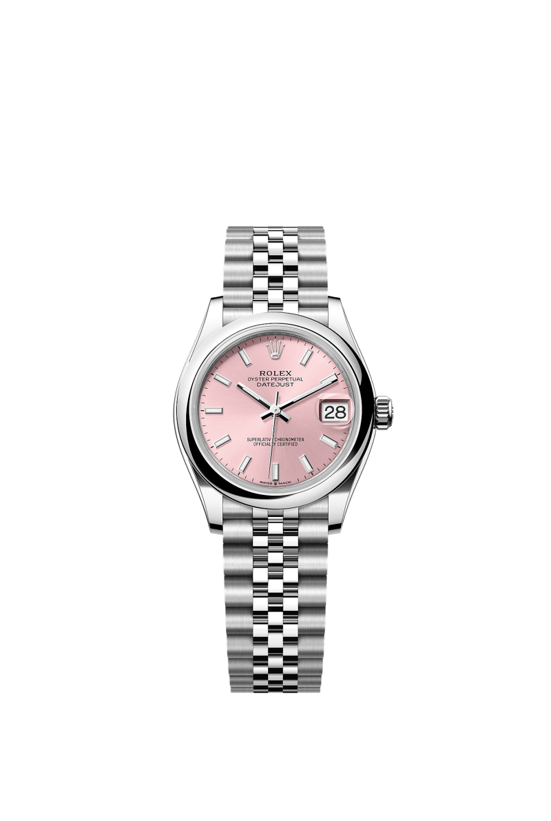 ROLEX LADY-DATEJUST 31MM PINK INDEX DIAL SMOOTH DOMED BEZEL JUBILEE BRACELET 278240
