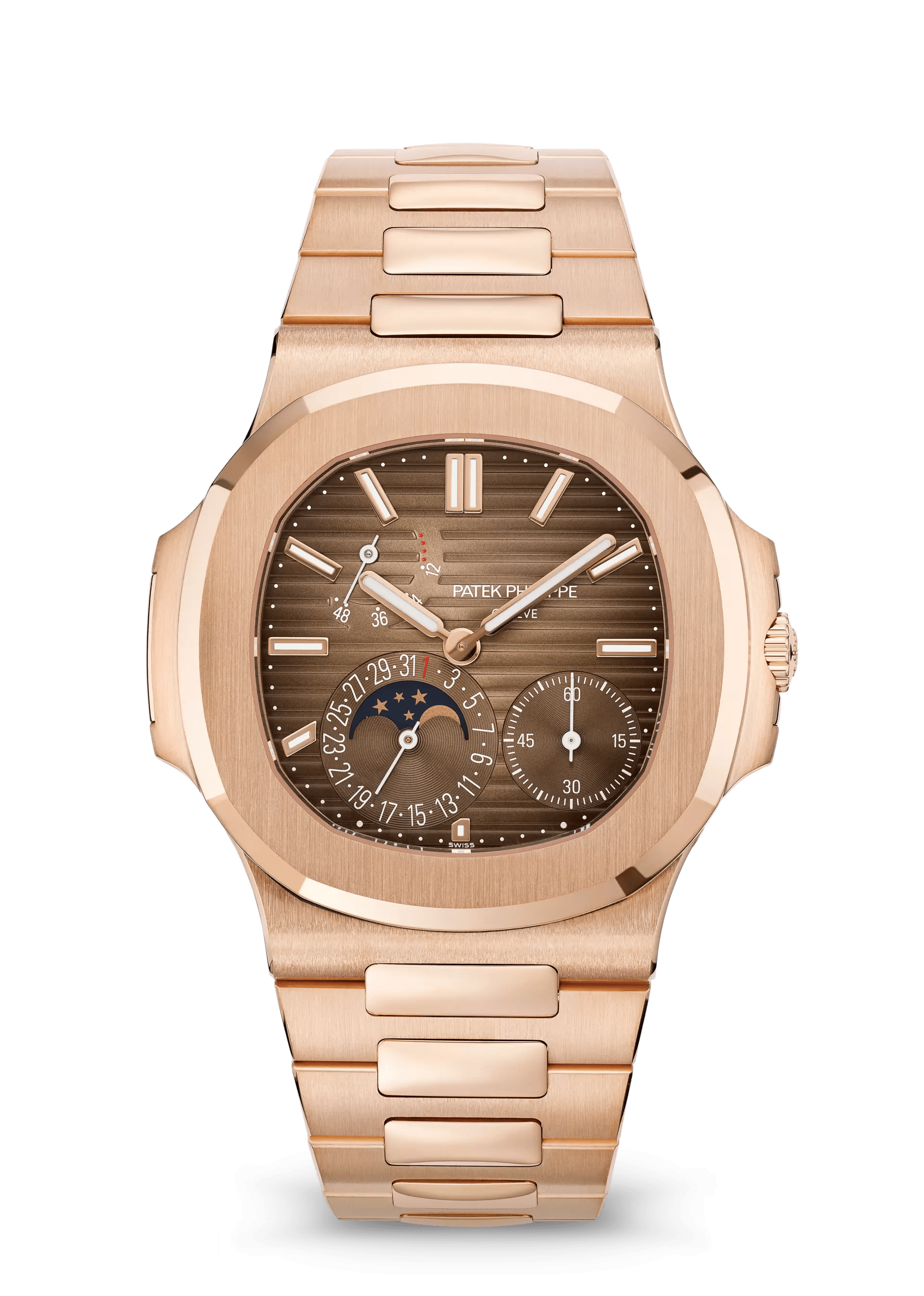 PATEK PHILIPPE NAUTILUS MOON PHASES 40MM ROSE GOLD BROWN DIAL – 5712/1R-001