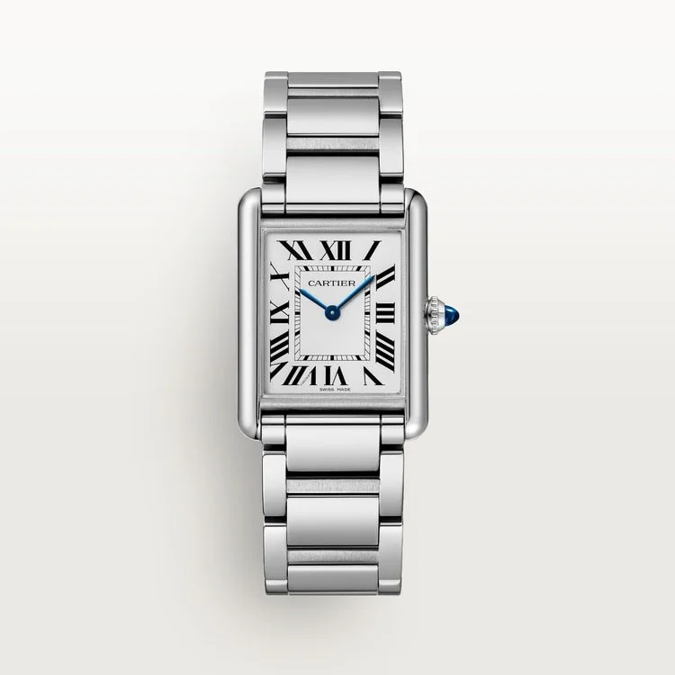 CARTIER TANK MUST LARGE STEEL SILVERED DIAL STEEL BRACELET SOLARBEAT WSTA0122