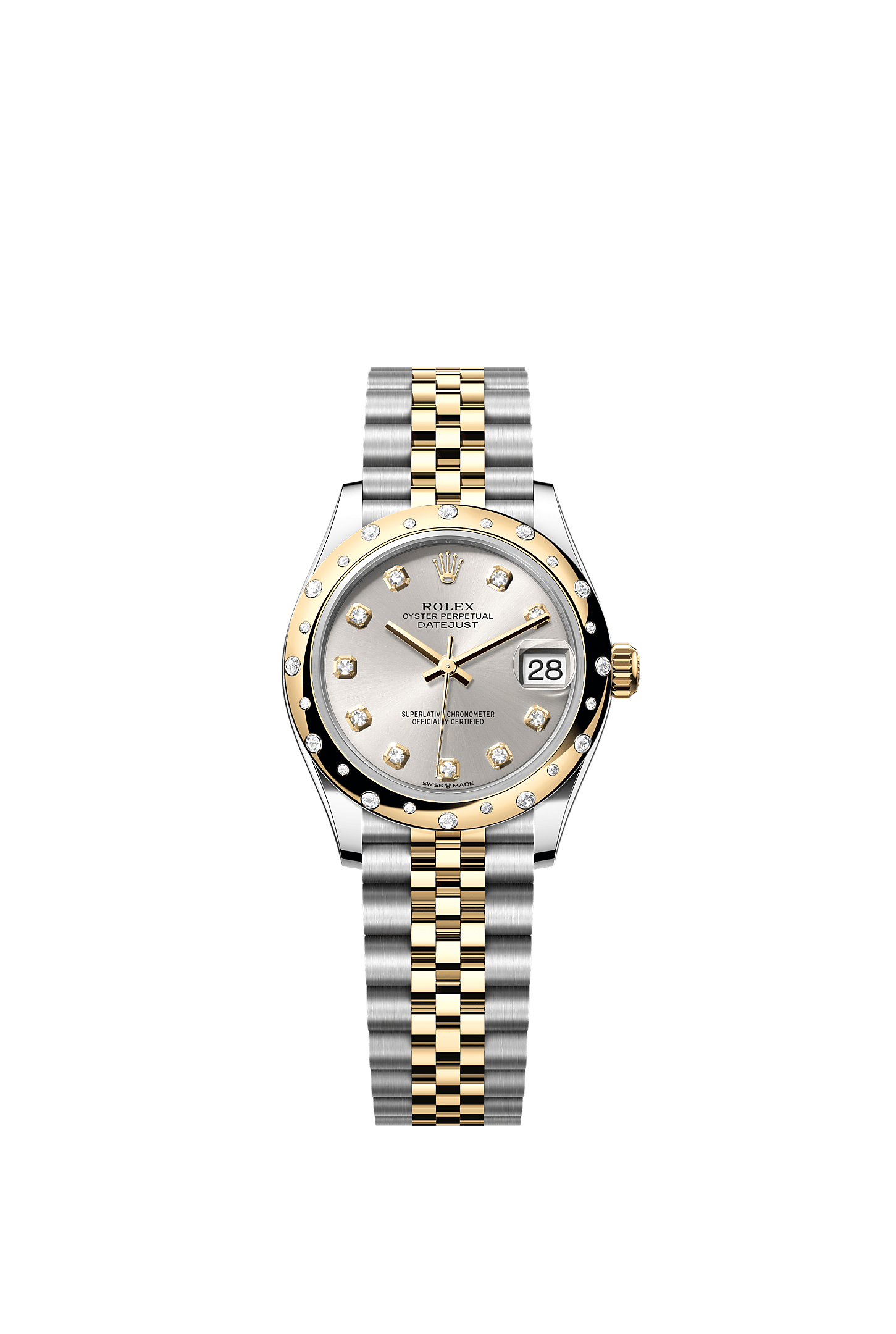 ROLEX LADY-DATEJUST 31MM TWO-TONE YELLOW GOLD SILVER DIAL DIAMOND DOMED BEZEL JUBILEE BRACELET 278343RBR