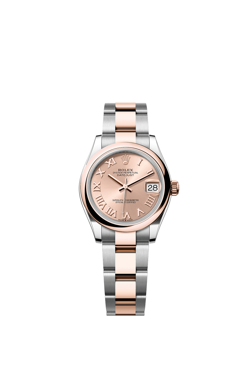 ROLEX LADY-DATEJUST 31MM TWO-TONE EVEROSE GOLD ROSE ROMAN DIAL DOMED BEZEL OYSTER BRACELET 278241
