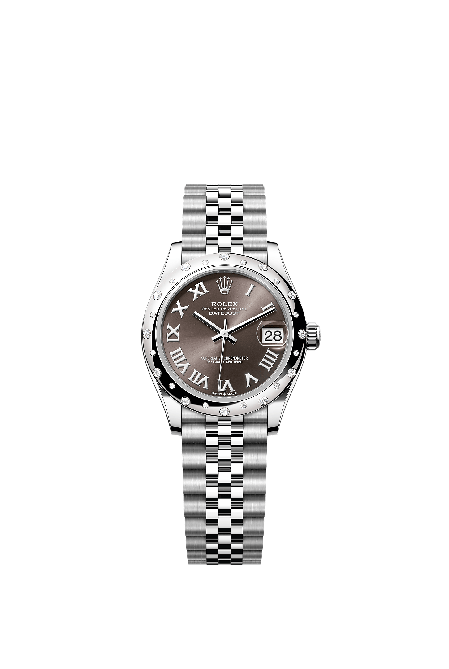 ROLEX LADY-DATEJUST 31MM DARK GREY ROMAN DIAMOND DIAL DIAMOND-SET SMOOTH DOMED BEZEL JUBILEE BRACELET 278344RBR