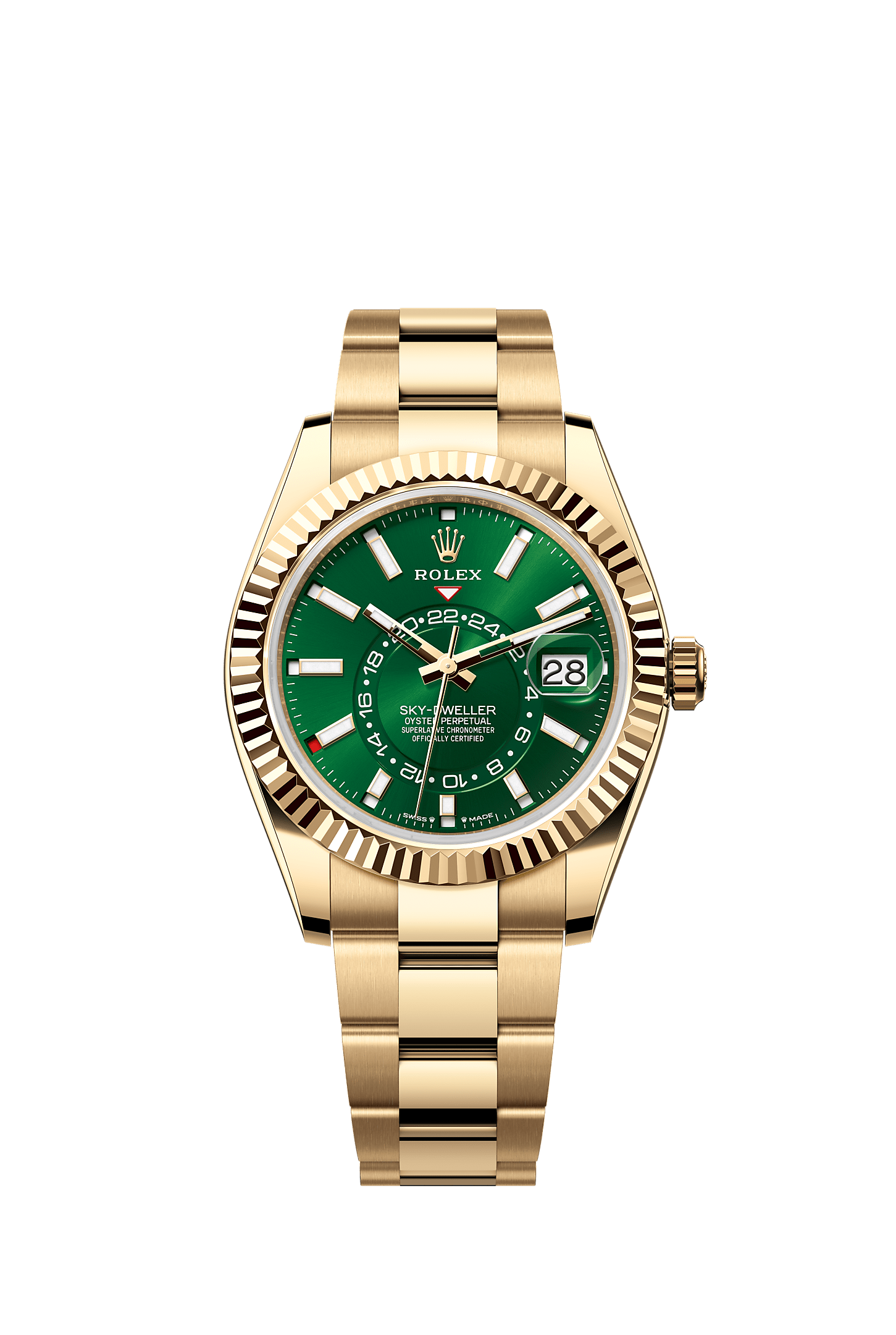 ROLEX SKY-DWELLER 42MM YELLOW GOLD BRIGHT GREEN DIAL OYSTER BRACELET 336938 – NEW 2026