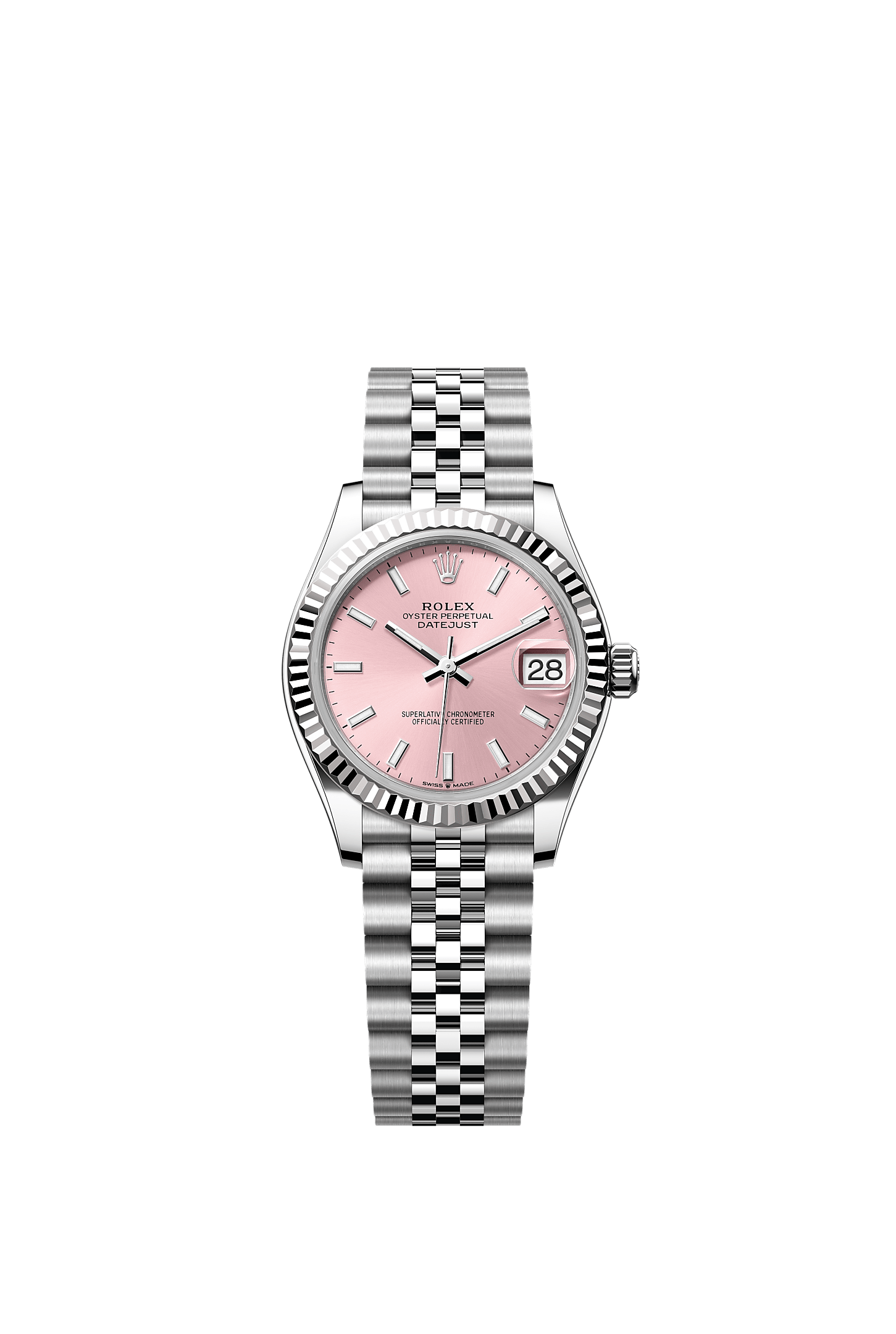 ROLEX LADY-DATEJUST 31MM PINK INDEX DIAL FLUTED BEZEL JUBILEE BRACELET 278274
