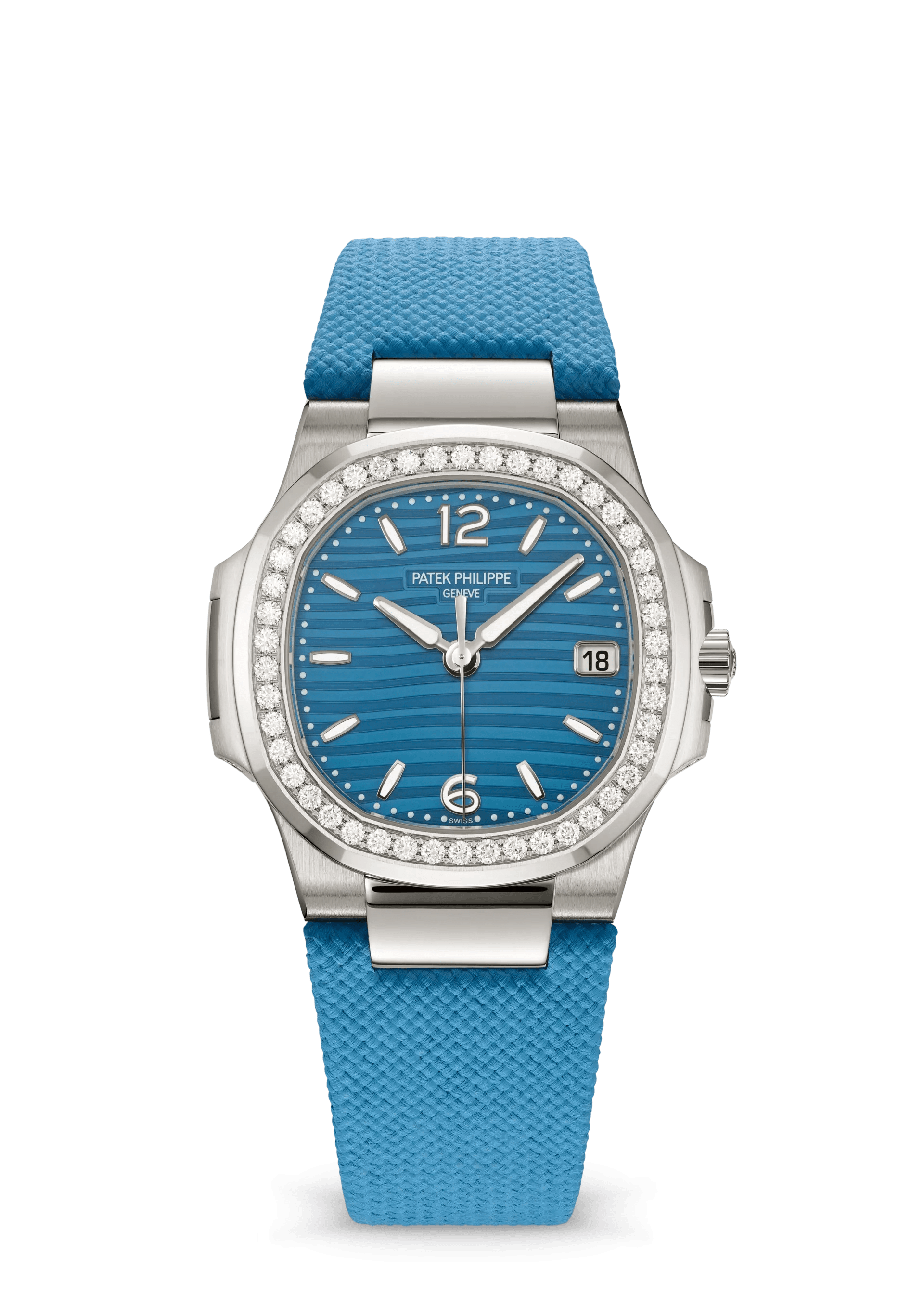 PATEK PHILIPPE NAUTILUS LADIES 32MM WHITE GOLD AZURE BLUE DIAL – 7010G-013