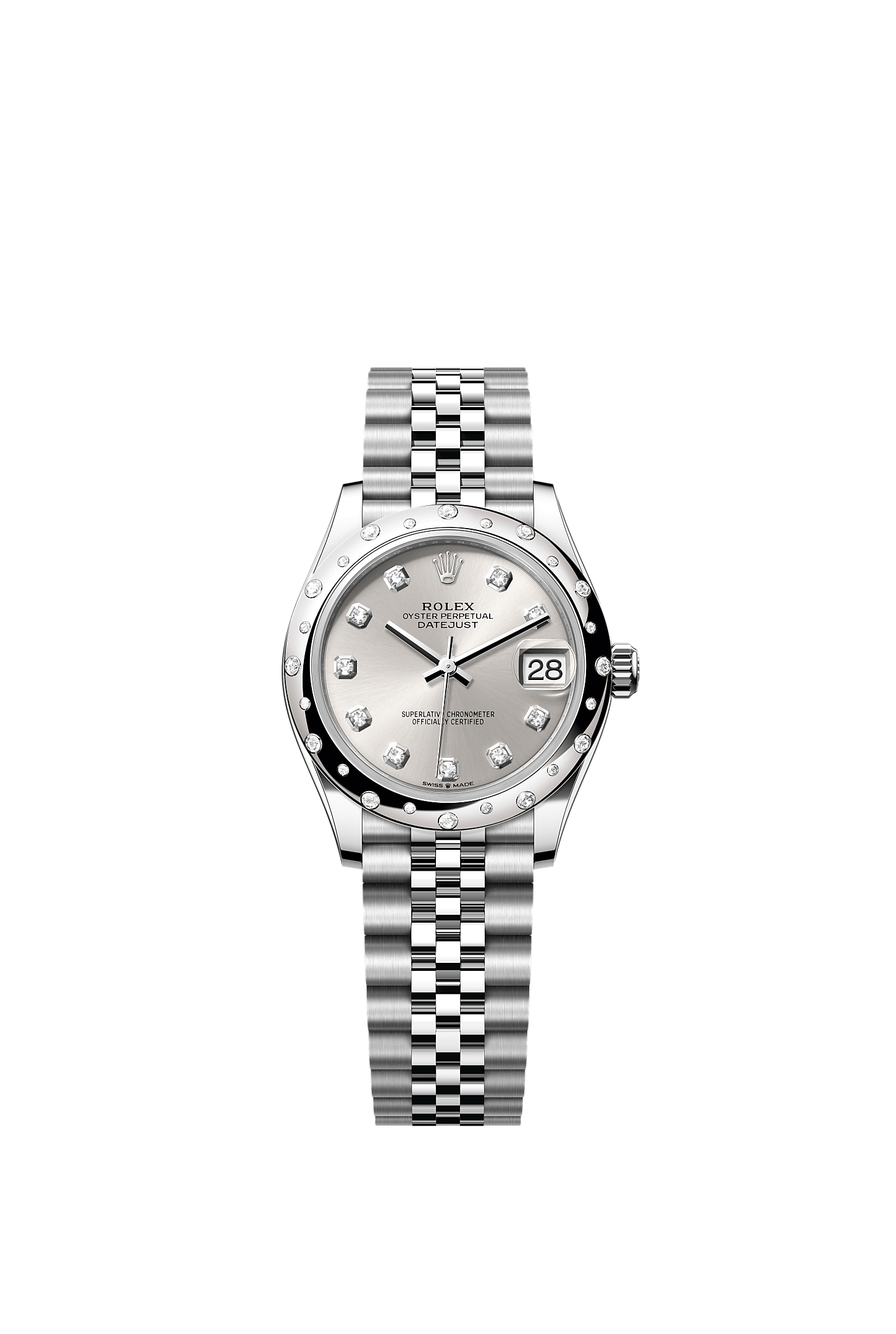 ROLEX LADY-DATEJUST 31MM SILVER DIAMOND DIAL DIAMOND-SET SMOOTH DOMED BEZEL JUBILEE BRACELET 278344RBR