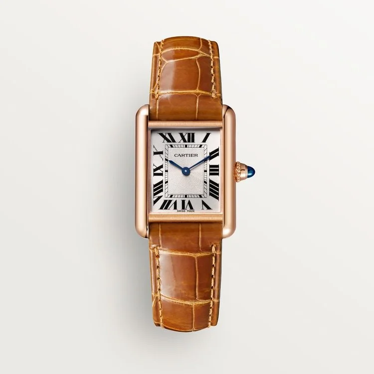 CARTIER TANK LOUIS CARTIER 18K ROSE GOLD SILVERED DIAL BROWN ALLIGATOR STRAP MANUAL WIND WGTA0010
