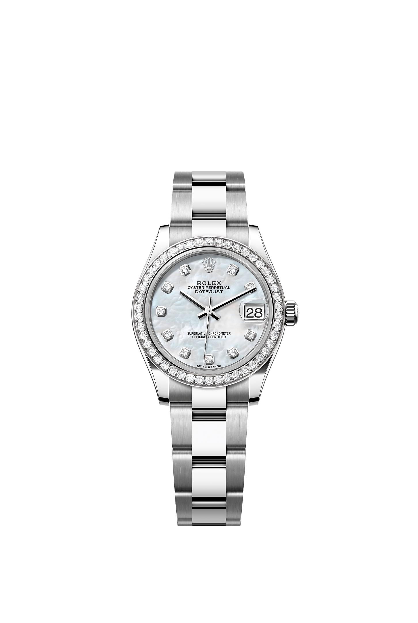ROLEX LADY-DATEJUST 31MM MOTHER OF PEARL DIAMOND DIAL DIAMOND BEZEL OYSTER BRACELET 278384RBR