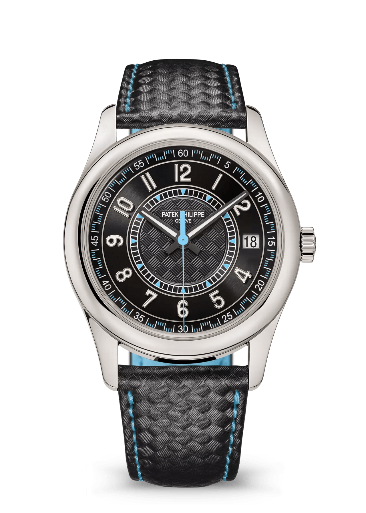 PATEK PHILIPPE CALATRAVA 18K WHITE GOLD 40MM "SKY BLUE" BLACK DIAL - 6007G-011