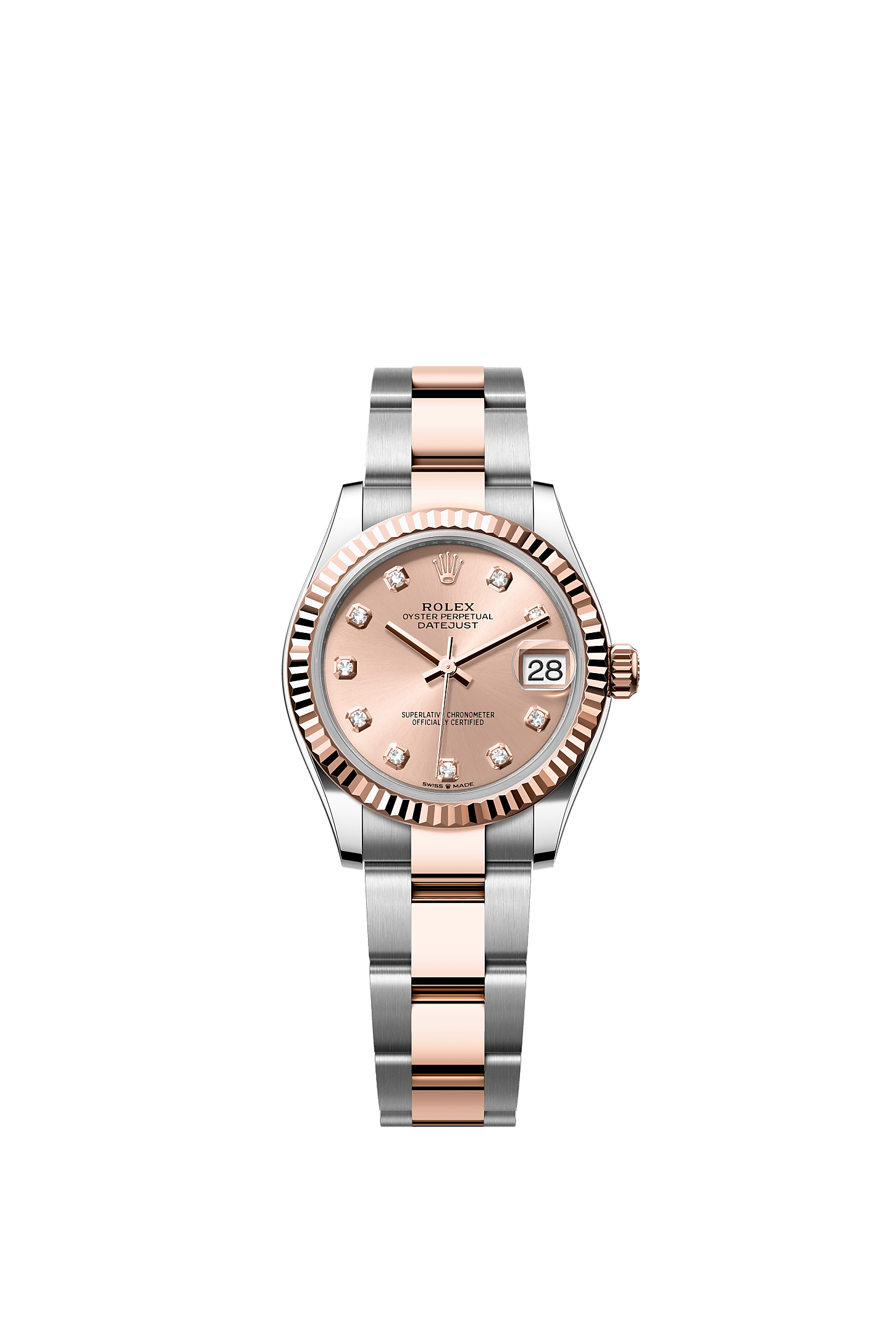 ROLEX LADY-DATEJUST 31MM TWO-TONE EVEROSE GOLD ROSE DIAMOND DIAL FLUTED BEZEL OYSTER BRACELET 278271