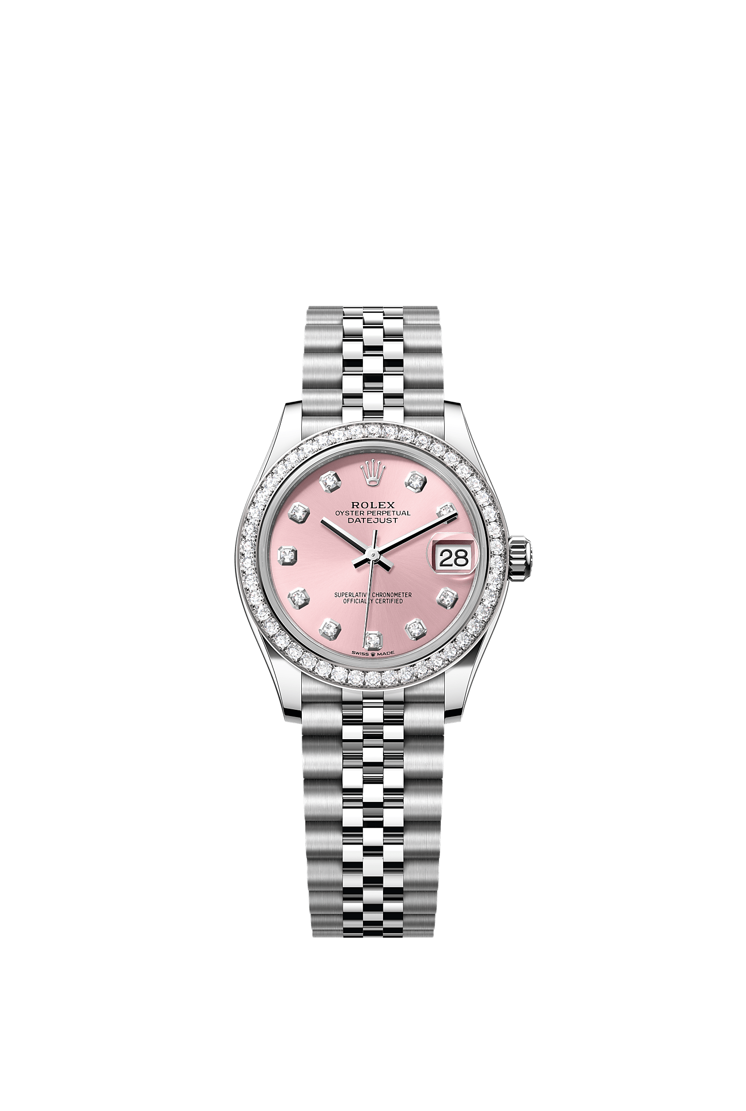 ROLEX LADY-DATEJUST 31MM PINK DIAMOND DIAL DIAMOND BEZEL JUBILEE BRACELET 278384RBR