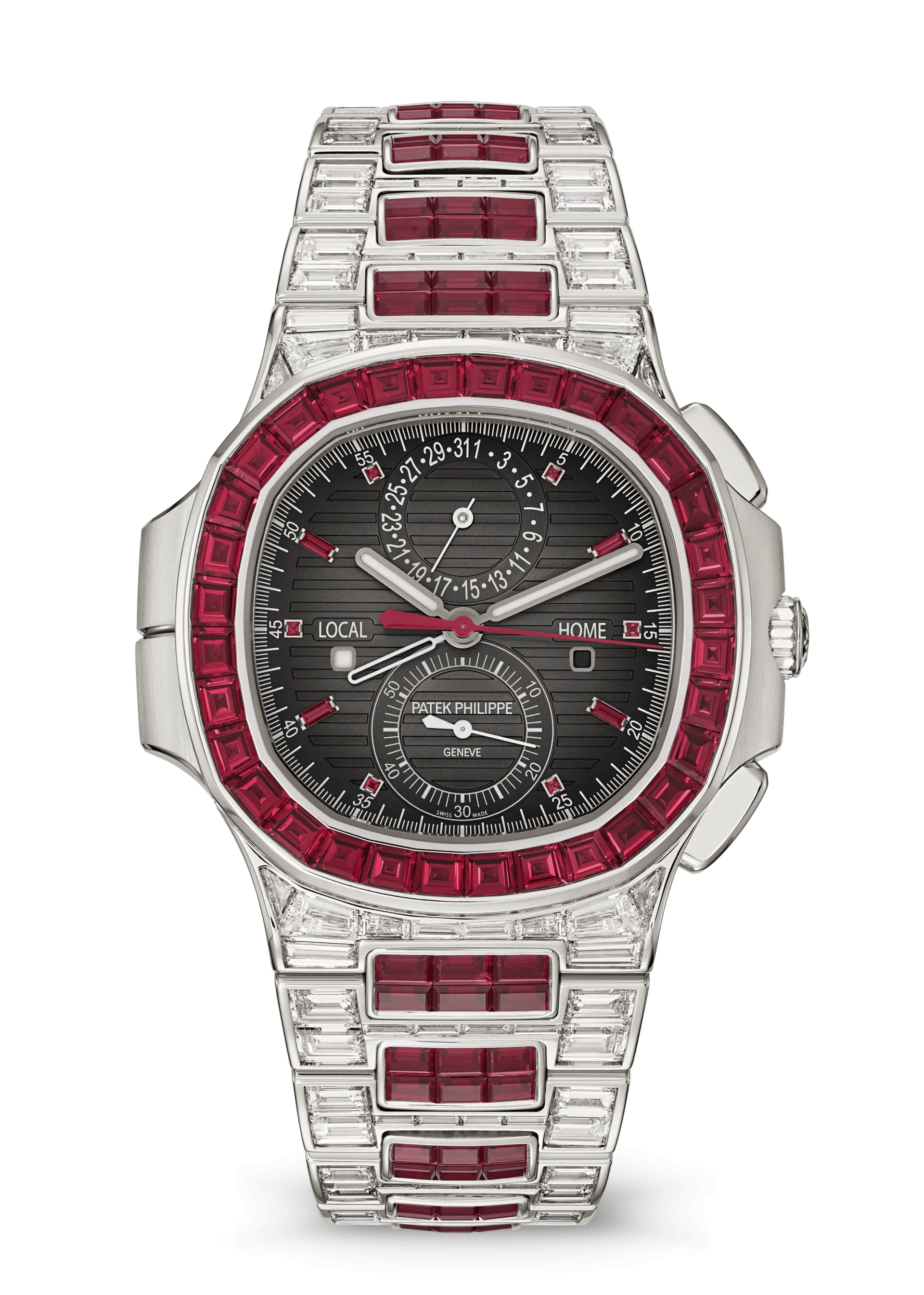 PATEK PHILIPPE NAUTILUS HAUTE JOAILLERIE FLYBACK CHRONOGRAPH TRAVEL TIME 40.5MM WHITE GOLD DIAMOND SET DIAL – 5990/1400G-001
