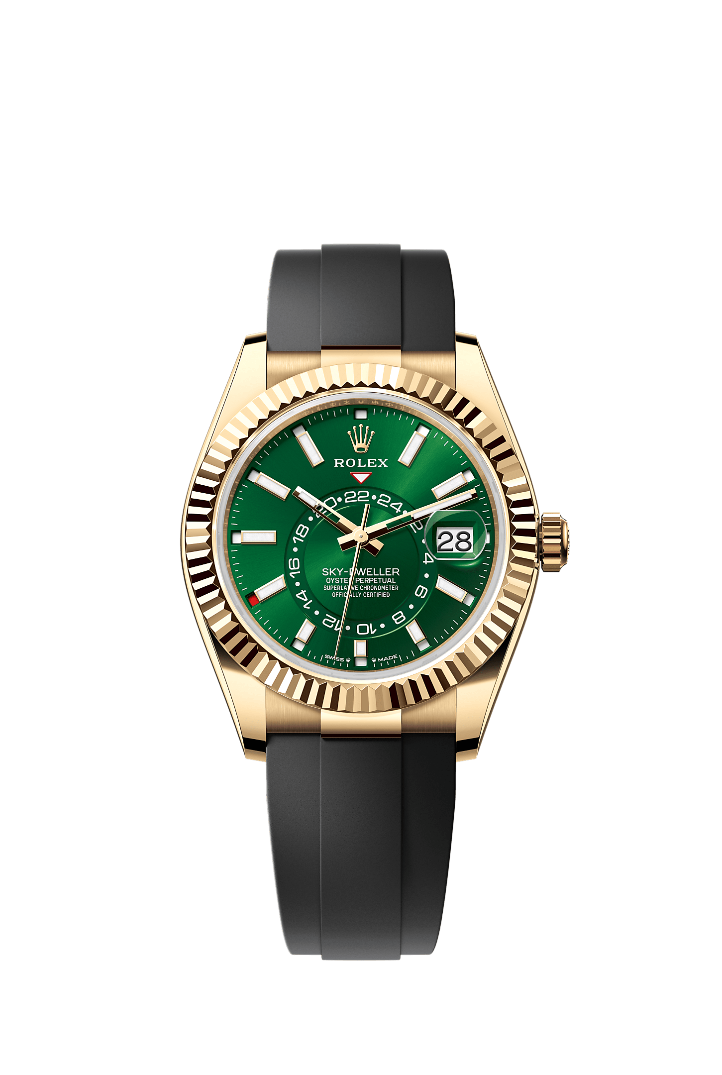 ROLEX SKY-DWELLER 42MM YELLOW GOLD BRIGHT GREEN DIAL OYSTERFLEX 336238 – NEW 2025 / 2026