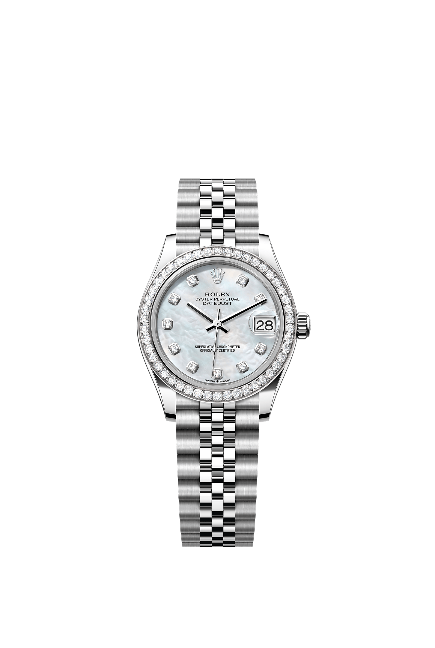 ROLEX LADY-DATEJUST 31MM MOTHER OF PEARL DIAMOND DIAL DIAMOND BEZEL JUBILEE BRACELET 278384RBR