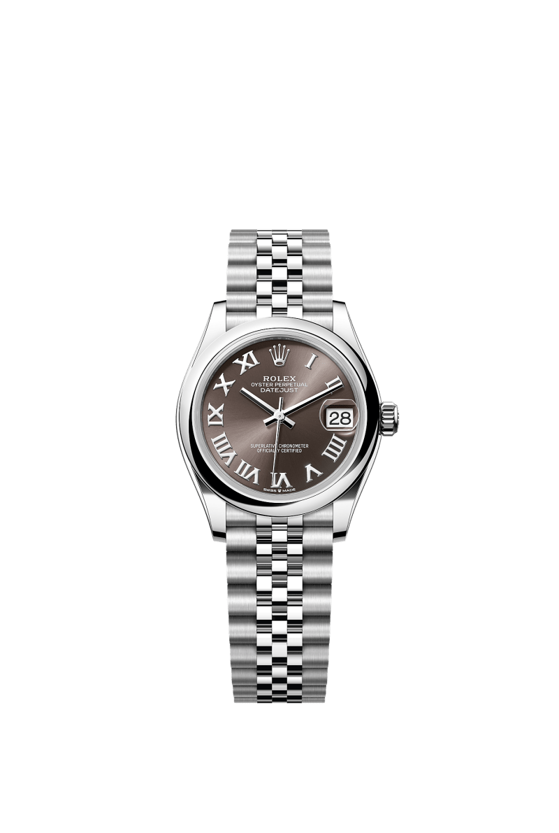ROLEX LADY-DATEJUST 31MM DARK GREY ROMAN DIAL SMOOTH DOMED BEZEL JUBILEE BRACELET 278240