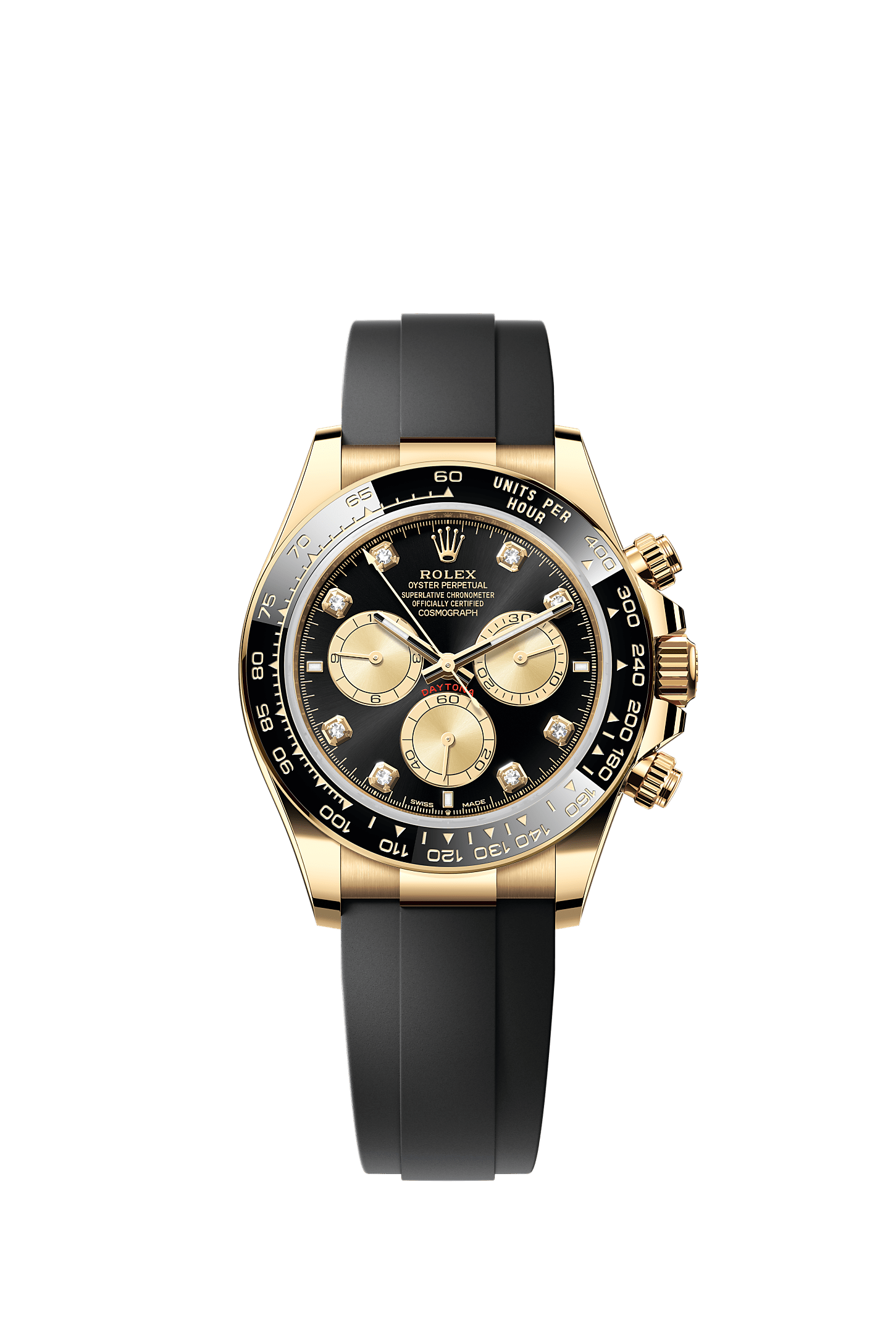ROLEX COSMOGRAPH DAYTONA 40MM YELLOW GOLD BLACK DIAMOND DIAL BLACK CERAMIC BEZEL OYSTERFLEX 126518LN – NEW 2025 / 2026