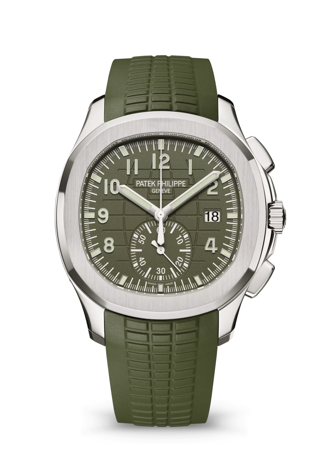 PATEK PHILIPPE AQUANAUT CHRONOGRAPH WHITE GOLD KHAKI GREEN DIAL - 5968G-010