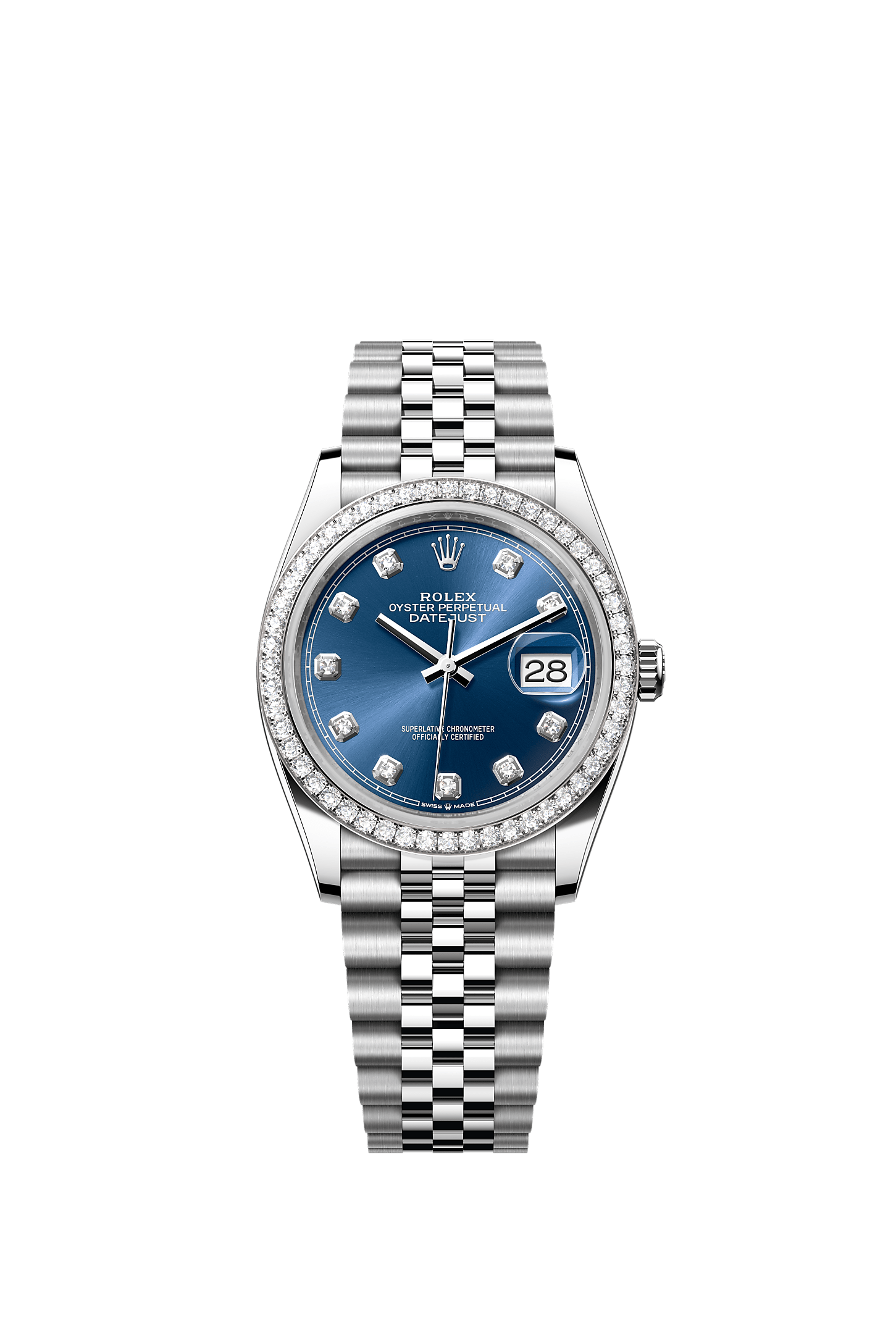 ROLEX DATEJUST 36 BLUE DIAMOND DIAL DIAMOND BEZEL JUBILEE BRACELET 126284RBR