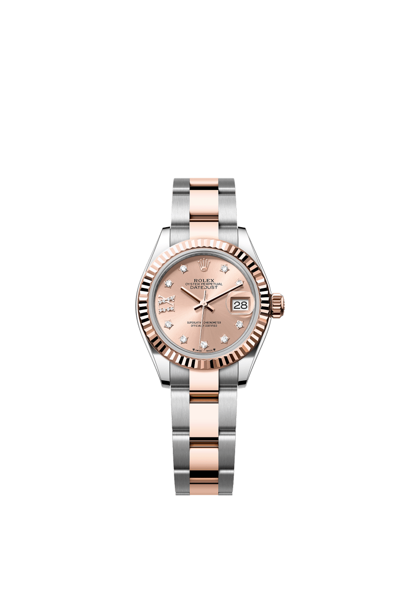 ROLEX LADY-DATEJUST 28MM TWO-TONE EVEROSE GOLD ROSE STAR DIAMOND DIAL FLUTED BEZEL OYSTER BRACELET 279171