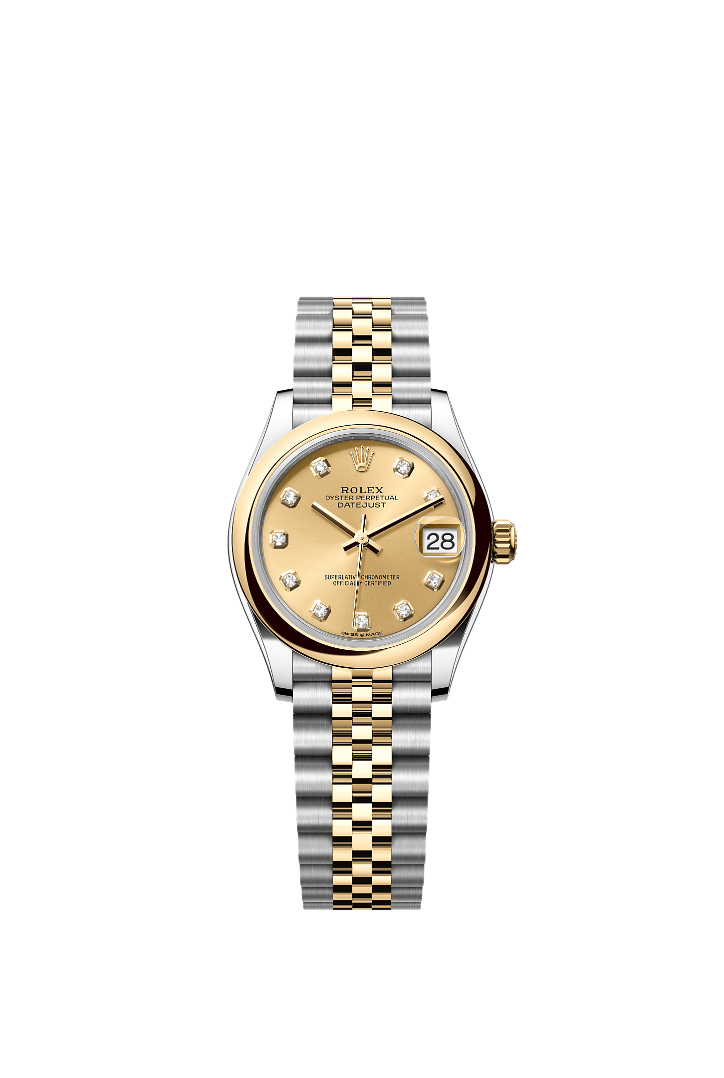 ROLEX LADY-DATEJUST 31MM TWO-TONE YELLOW GOLD CHAMPAGNE DIAMOND DIAL DOMED BEZEL JUBILEE BRACELET 278243