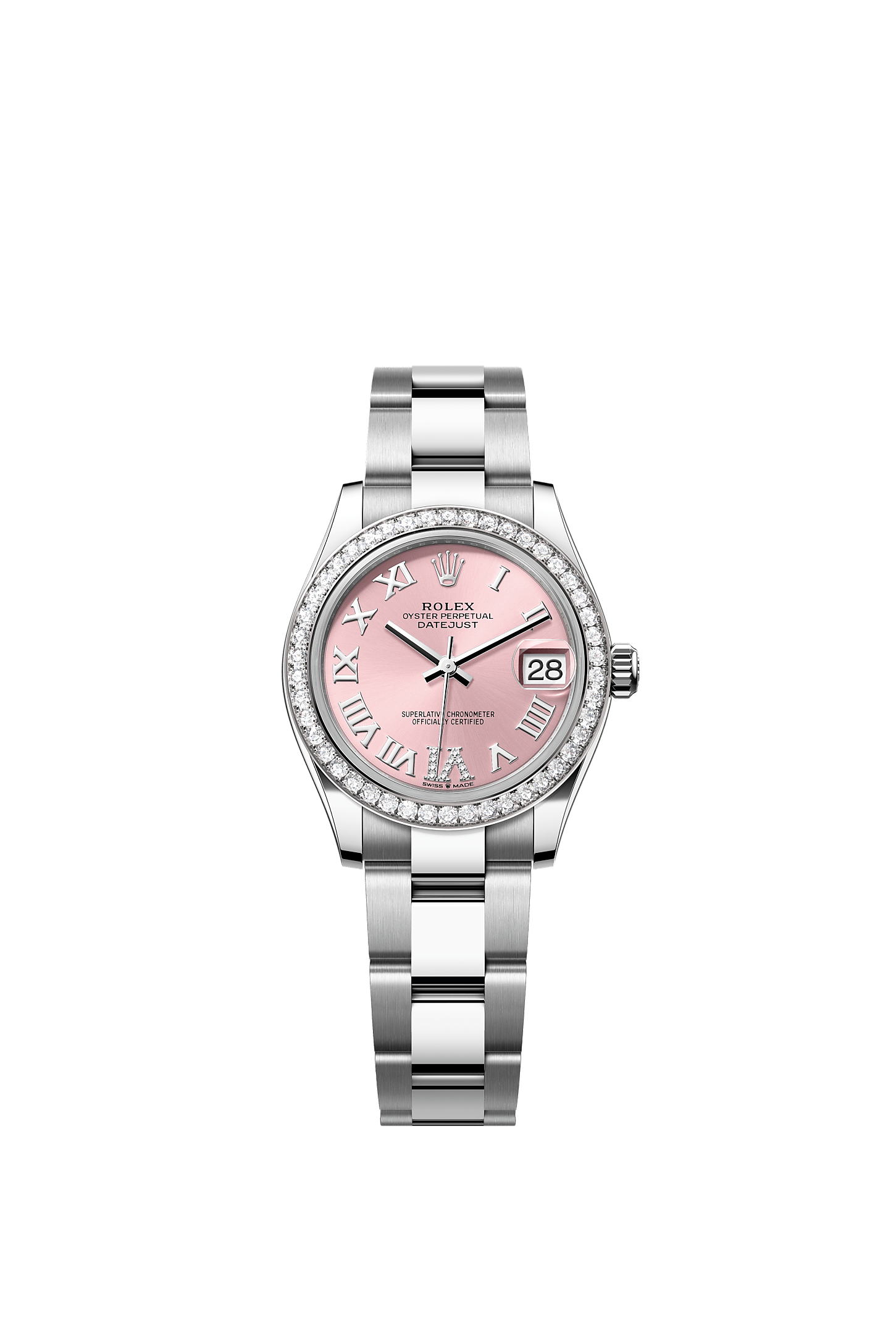 ROLEX LADY-DATEJUST 31MM PINK ROMAN DIAMOND DIAL DIAMOND BEZEL OYSTER BRACELET 278384RBR