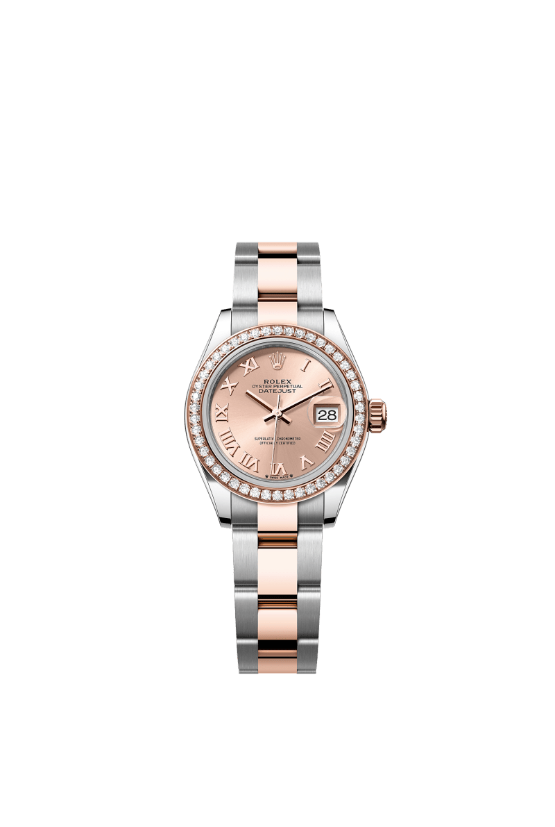 ROLEX LADY-DATEJUST 28MM TWO-TONE EVEROSE GOLD ROSE ROMAN DIAL DIAMOND-SET BEZEL OYSTER BRACELET 279381RBR