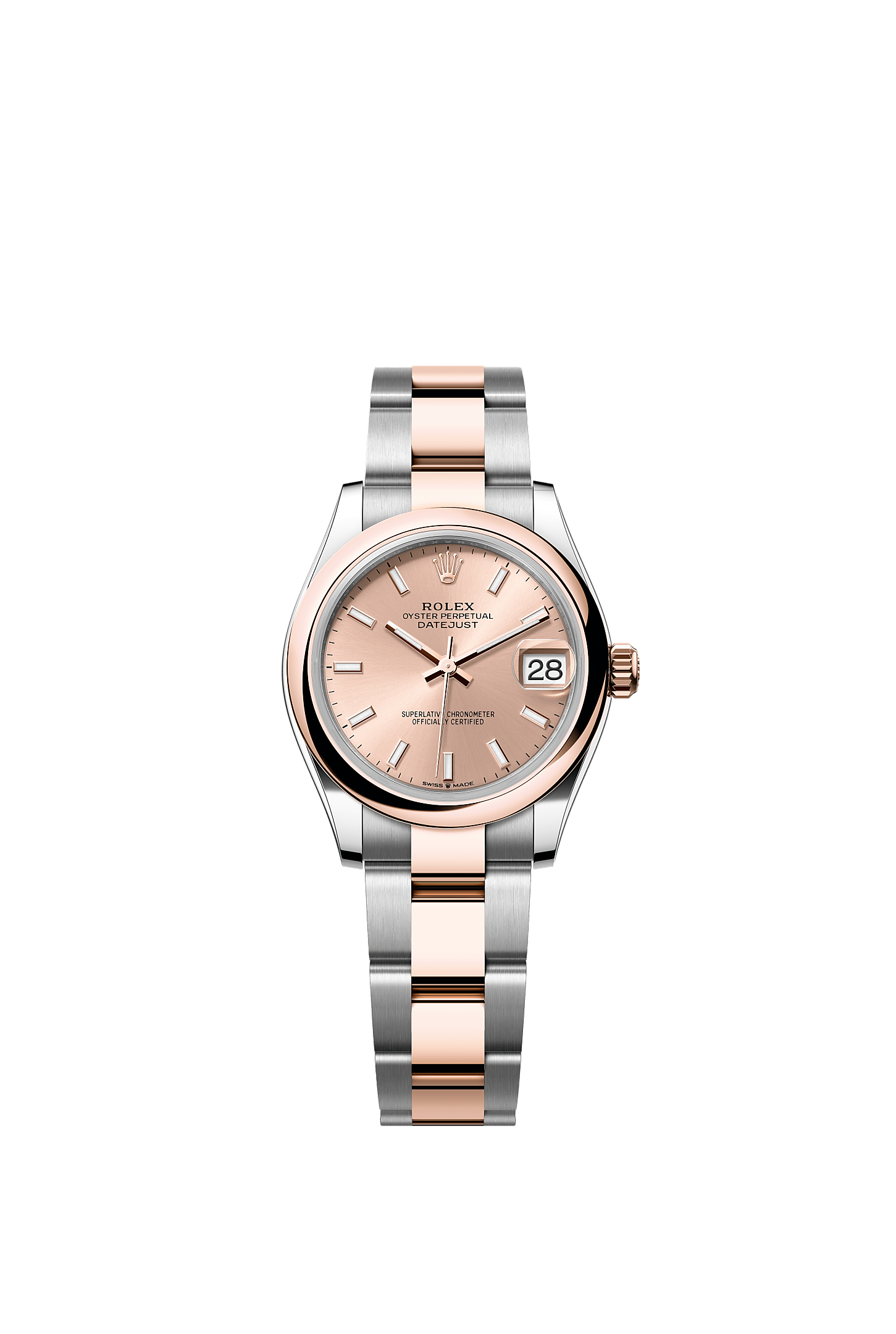 ROLEX LADY-DATEJUST 31MM TWO-TONE EVEROSE GOLD ROSE INDEX DIAL DOMED BEZEL OYSTER BRACELET 278241