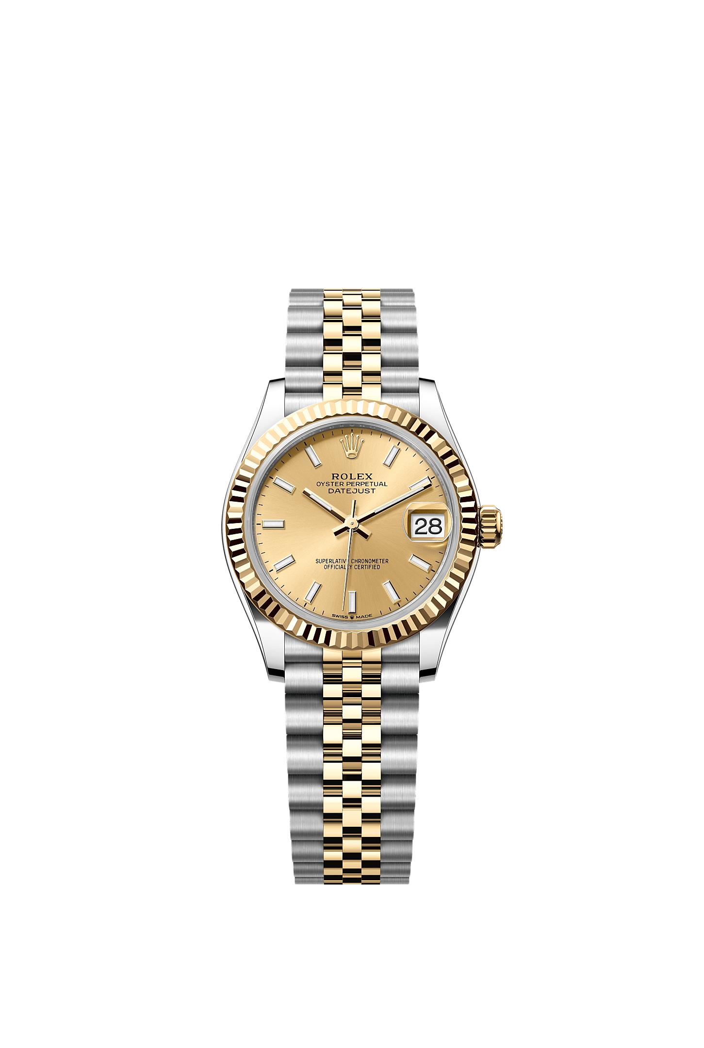 ROLEX LADY-DATEJUST 31MM TWO-TONE YELLOW GOLD CHAMPAGNE INDEX DIAL FLUTED BEZEL JUBILEE BRACELET 278273