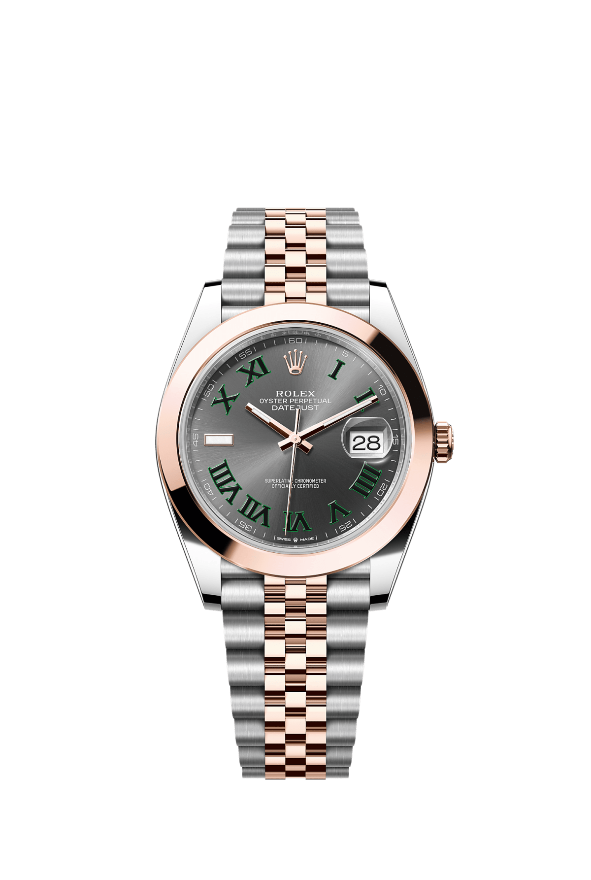 ROLEX DATEJUST 41MM "WIMBLEDON" TWO-TONE EVEROSE GOLD DIAL SMOOTH BEZEL JUBILEE BRACELET 126301