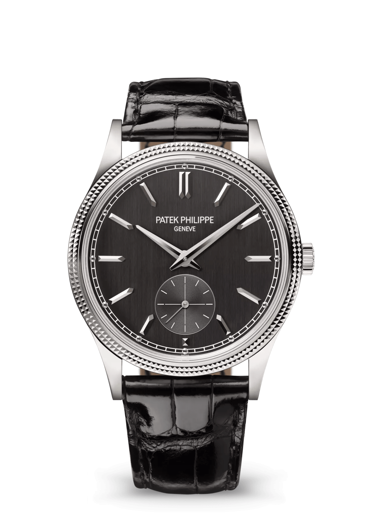 PATEK PHILIPPE CALATRAVA 18K WHITE GOLD 39MM BLACK DIAL - 6119G-001