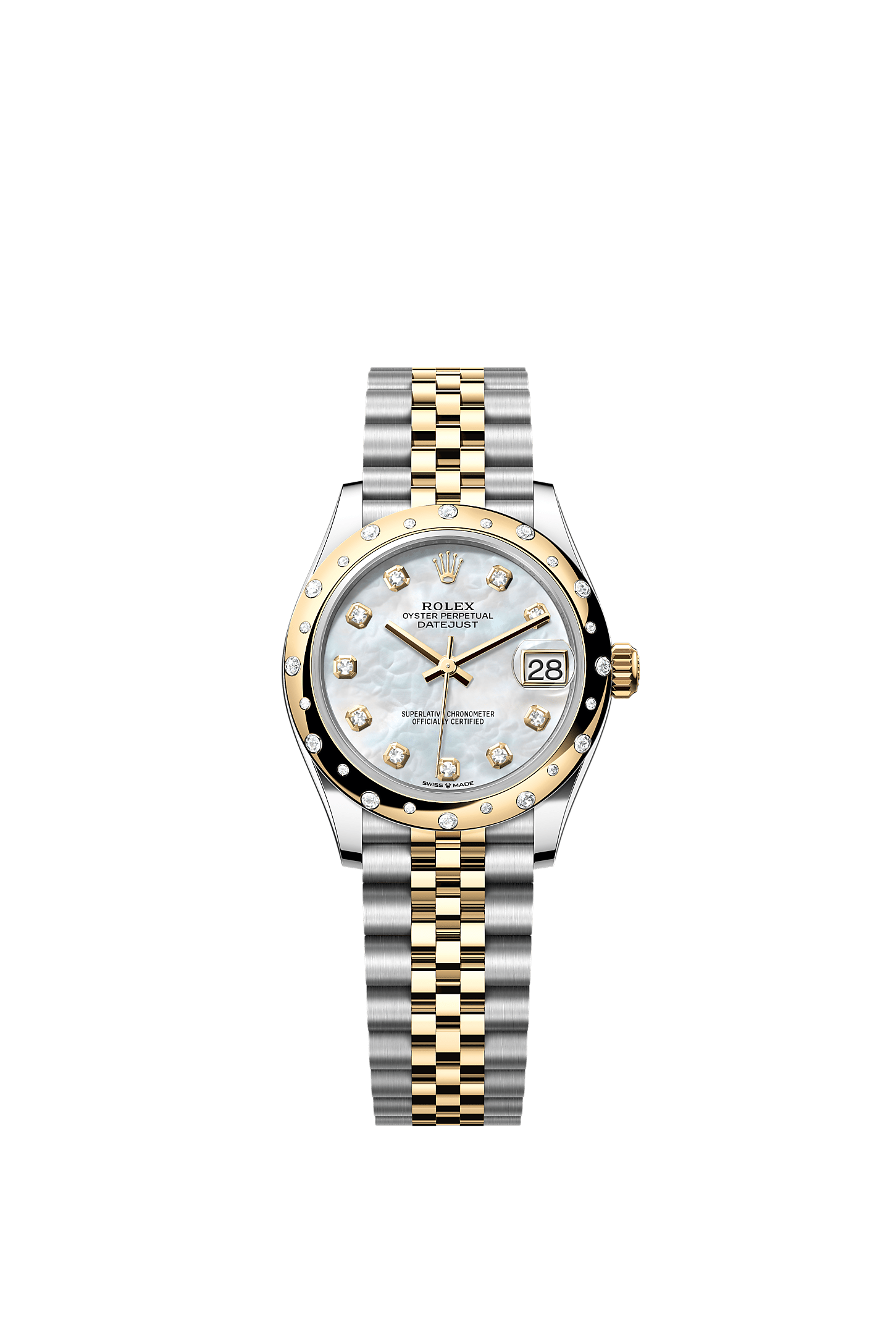 ROLEX LADY-DATEJUST 31MM TWO-TONE YELLOW GOLD MOTHER OF PEARL DIAL DIAMOND DOMED BEZEL JUBILEE BRACELET 278343RBR