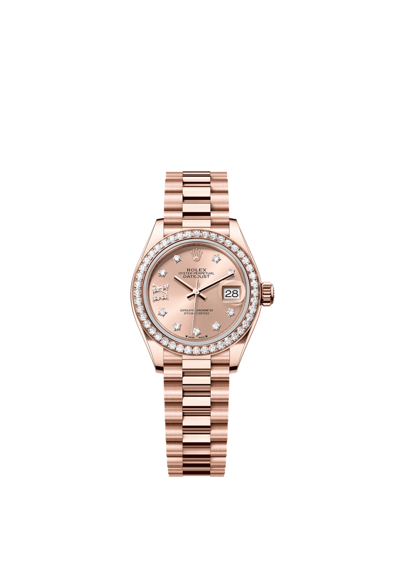 ROLEX LADY-DATEJUST 28MM EVEROSE GOLD ROSE STAR DIAMOND DIAL DIAMOND-SET BEZEL PRESIDENT BRACELET 279135RBR