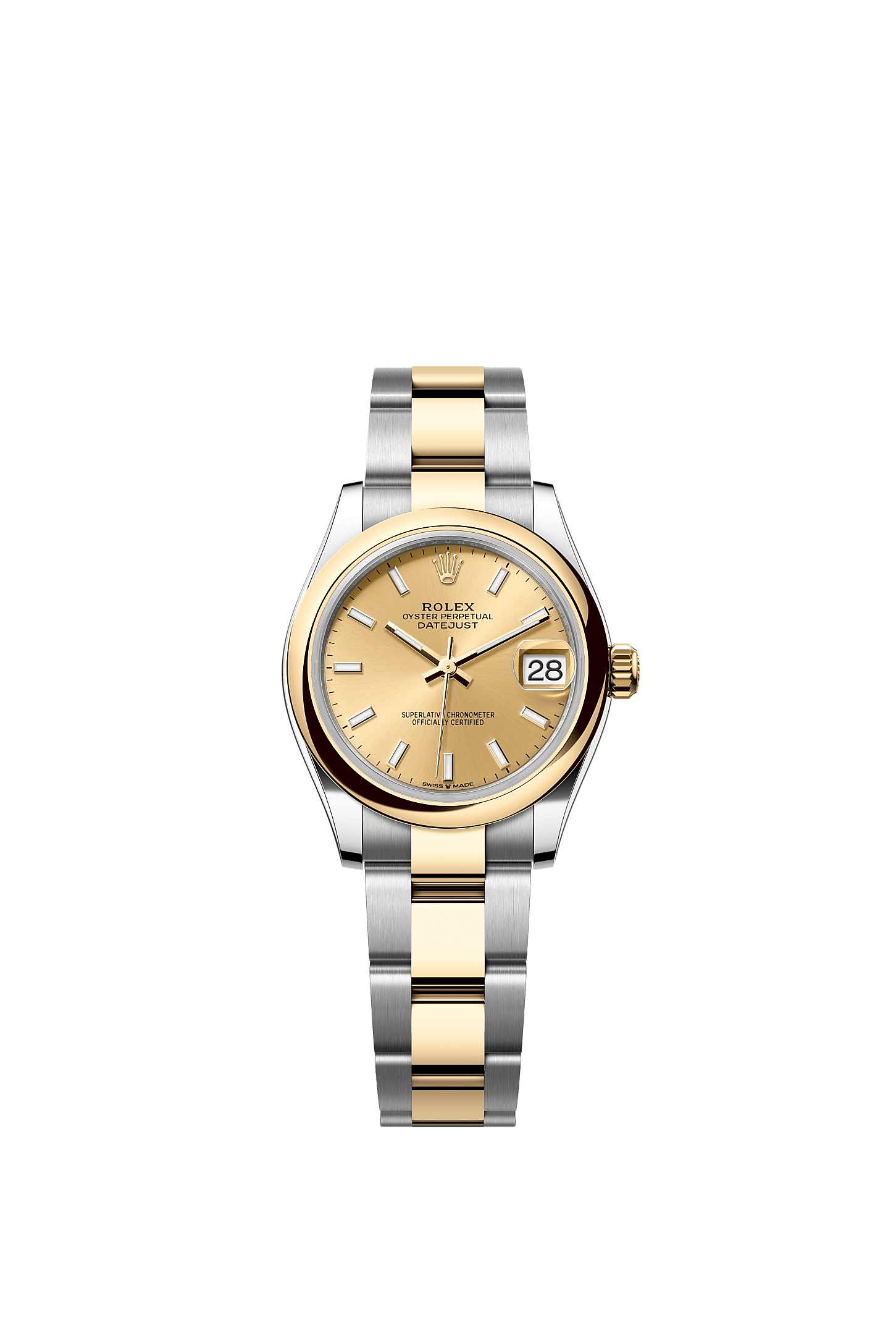 ROLEX LADY-DATEJUST 31MM TWO-TONE YELLOW GOLD CHAMPAGNE INDEX DIAL DOMED BEZEL OYSTER BRACELET 278243