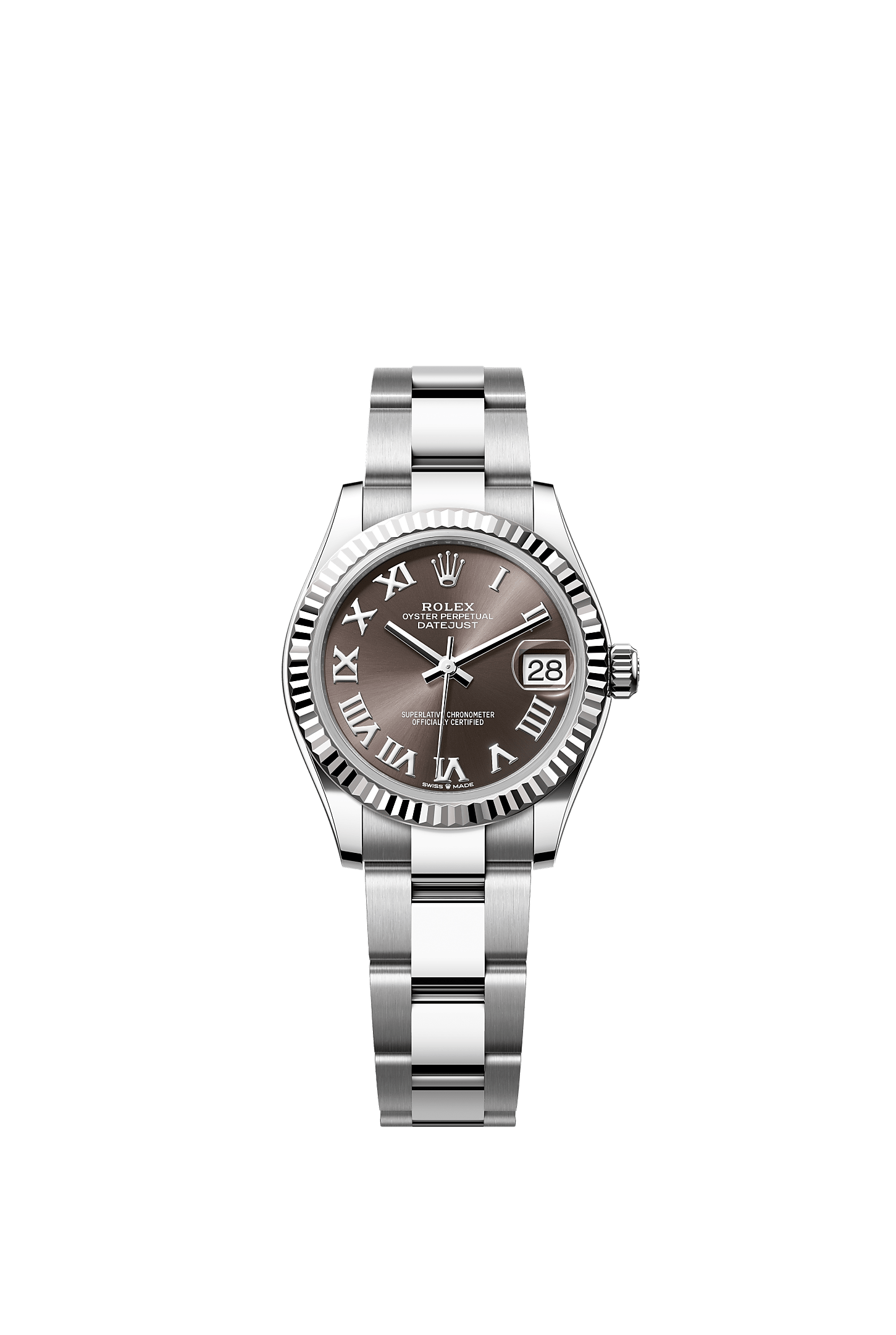 ROLEX LADY-DATEJUST 31MM GREY ROMAN DIAL FLUTED BEZEL OYSTER BRACELET 278274