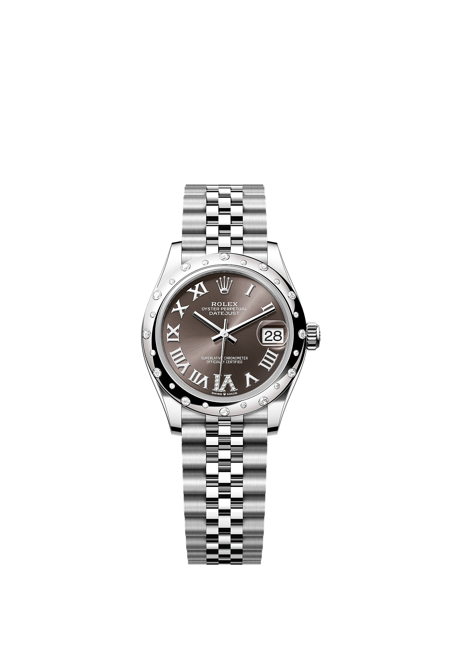 ROLEX LADY-DATEJUST 31MM DARK GREY ROMAN DIAMOND DIAL DIAMOND-SET SMOOTH DOMED BEZEL JUBILEE BRACELET 278344RBR