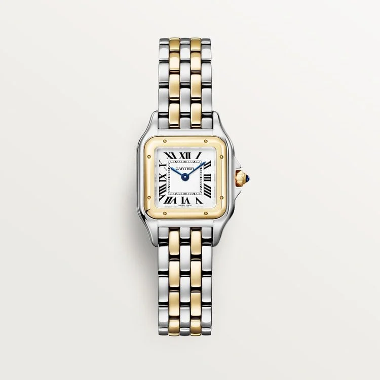 CARTIER PANTHÈRE DE CARTIER SMALL STAINLESS STEEL / 18K YELLOW GOLD SILVERED ROMAN DIAL W2PN0018