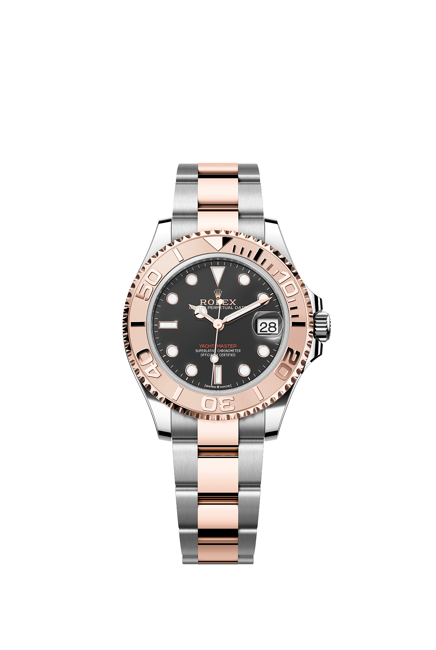 ROLEX YACHT-MASTER 37MM EVEROSE GOLD BLACK DIAL OYSTER BRACELET – 268621