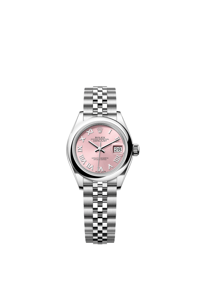 ROLEX LADY-DATEJUST 28MM PINK ROMAN DIAL DOMED BEZEL JUBILEE BRACELET 279160