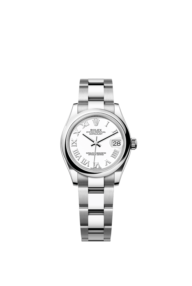 ROLEX LADY-DATEJUST 31MM WHITE ROMAN DIAL SMOOTH DOMED BEZEL OYSTER BRACELET 278240