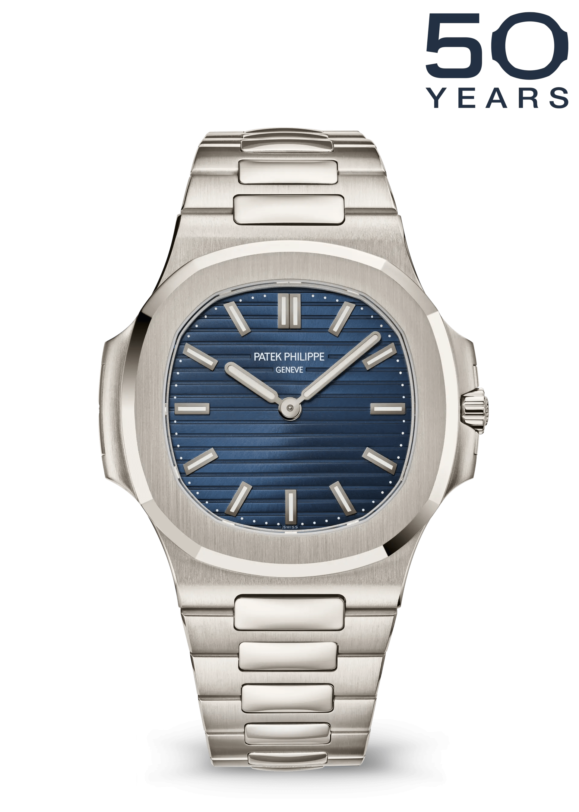PATEK PHILIPPE NAUTILUS 50TH ANNIVERSARY 38MM PLATINUM BLUE DIAL – 5610/1P-001