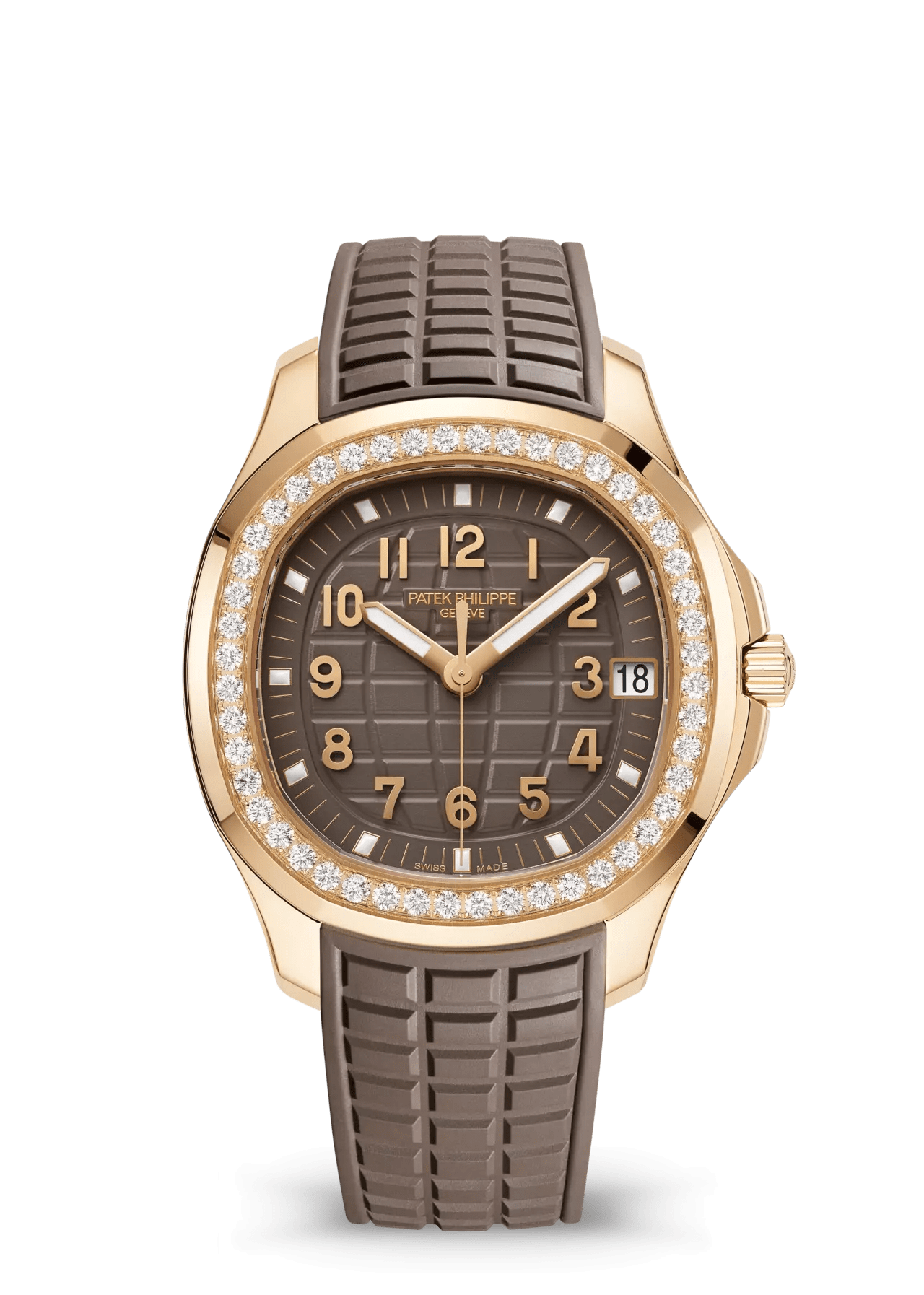 PATEK PHILIPPE AQUANAUT LUCE ROSE GOLD DIAMOND BEZEL TAUPE DIAL - 5268/200R-010