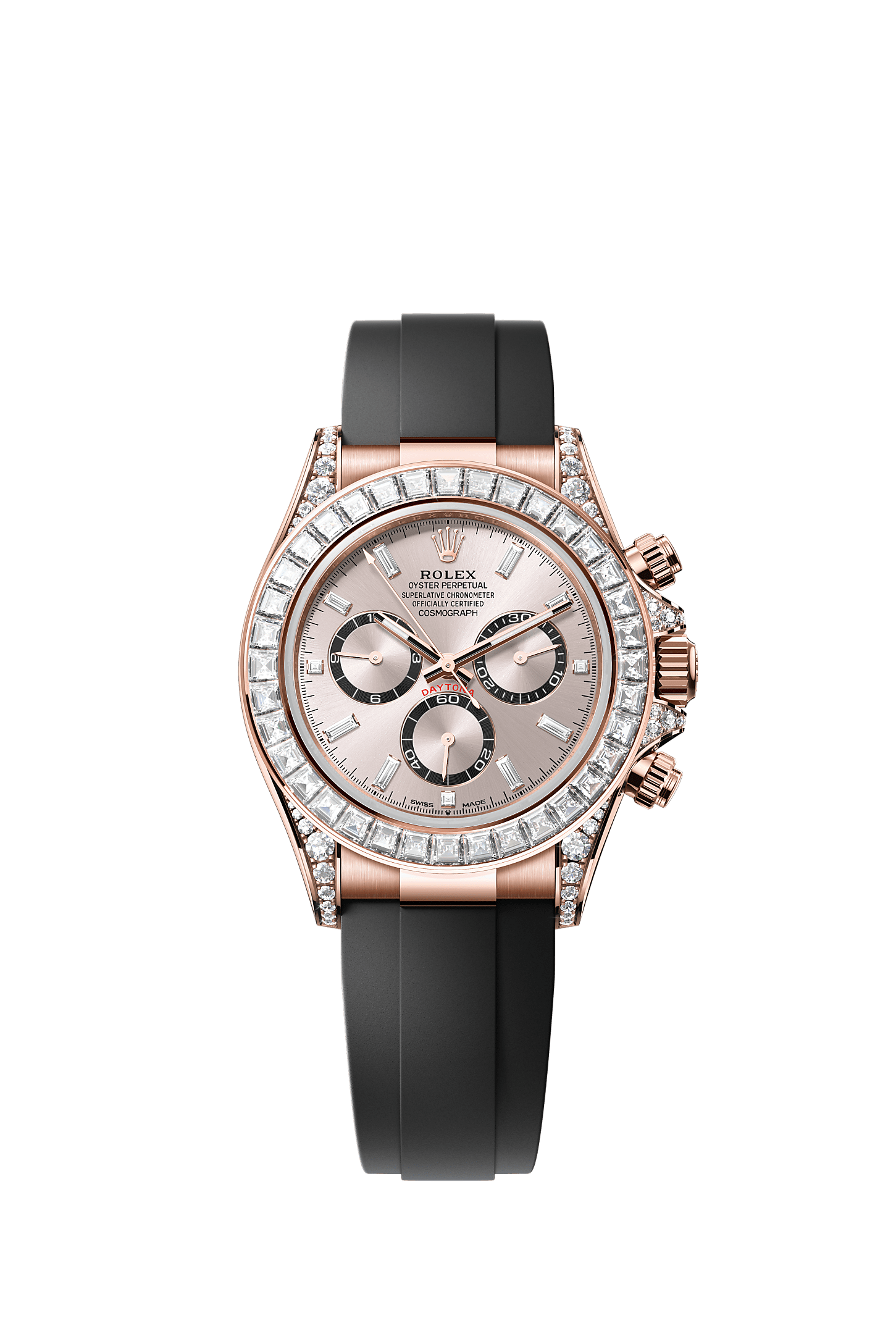ROLEX COSMOGRAPH DAYTONA 40MM EVEROSE GOLD SUNDUST DIAMOND BAGUETTE DIAL DIAMOND BEZEL OYSTERFLEX 126535TBR – NEW 2025 / 2026