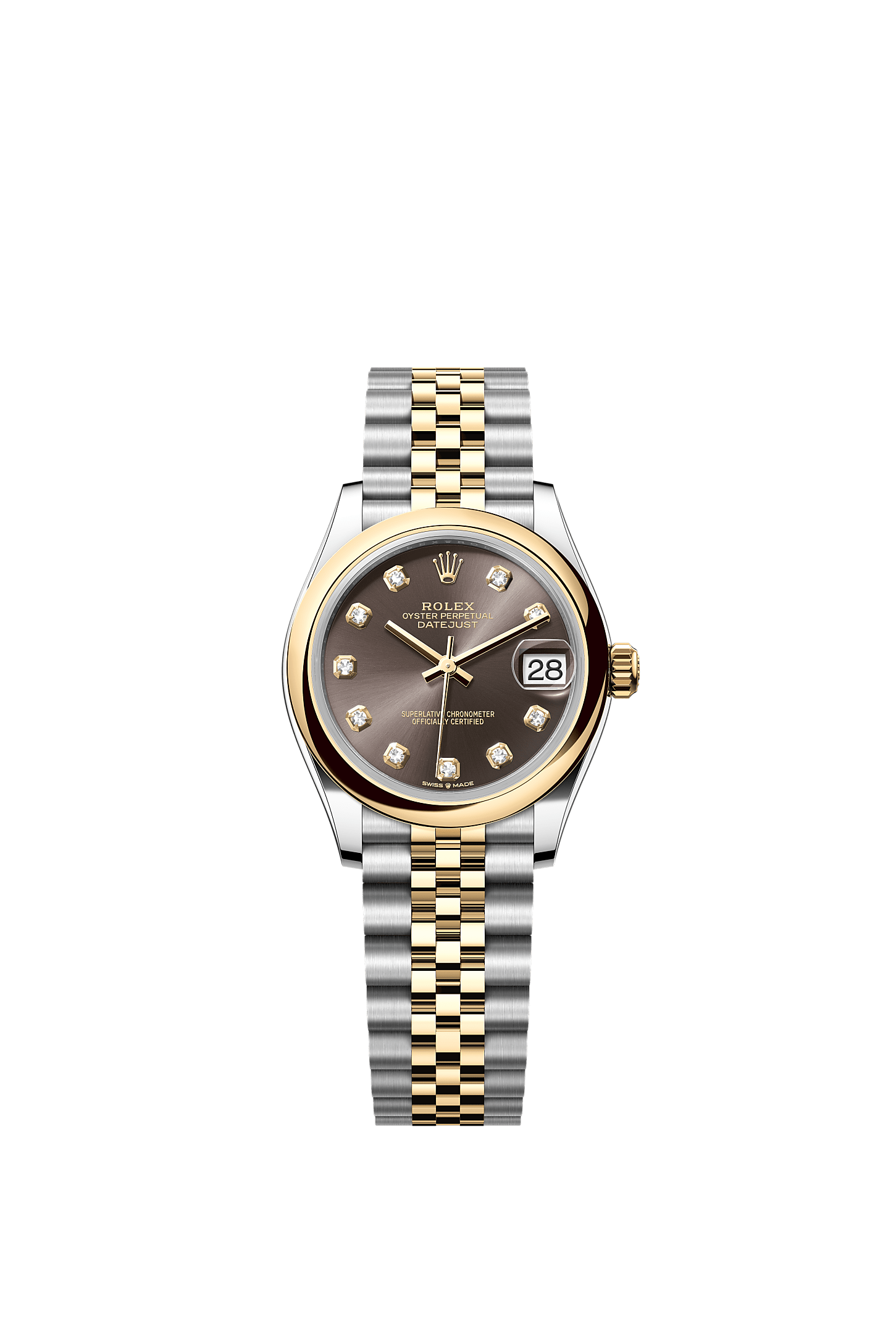 ROLEX LADY-DATEJUST 31MM TWO-TONE YELLOW GOLD DARK GREY DIAMOND DIAL DOMED BEZEL JUBILEE BRACELET 278243