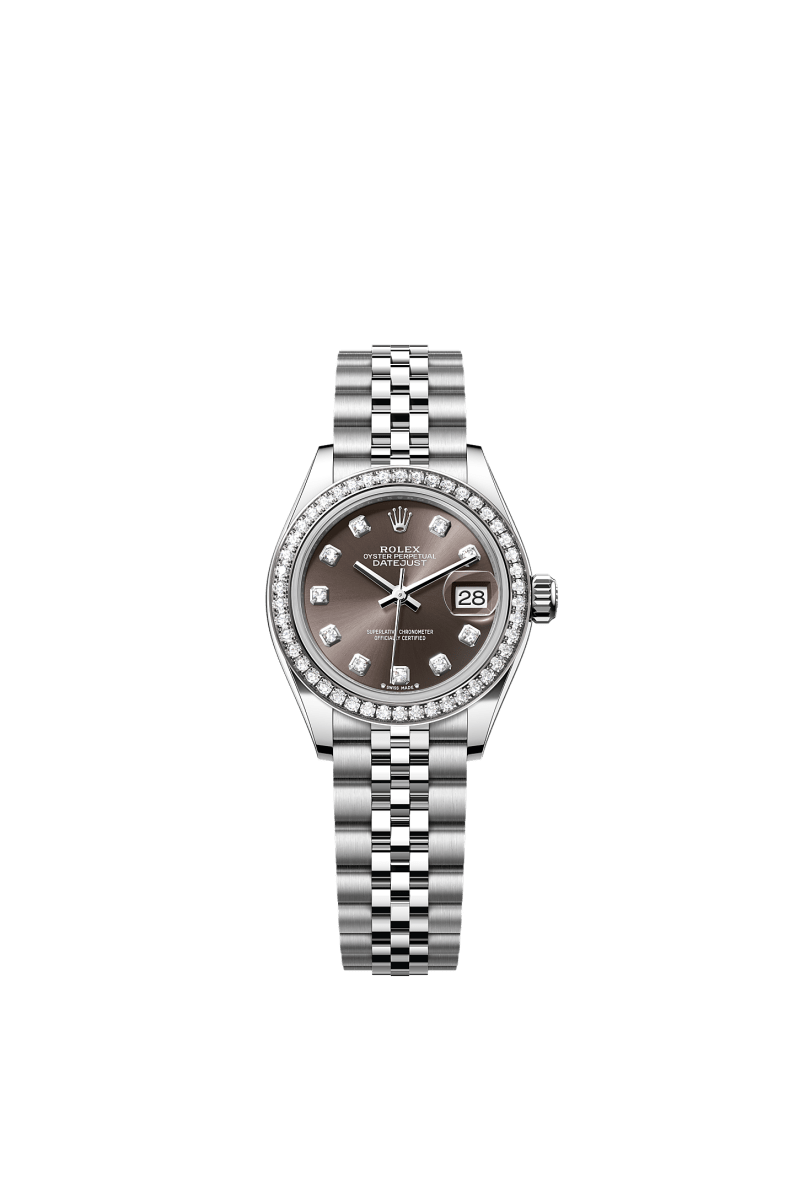 ROLEX LADY-DATEJUST 28MM DARK GREY DIAMOND DIAL DIAMOND-SET BEZEL JUBILEE BRACELET 279384RBR