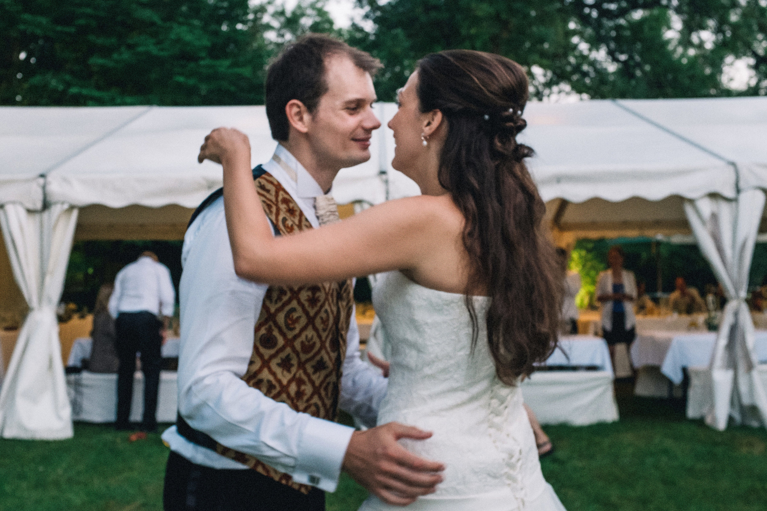 Laughing dancing bride